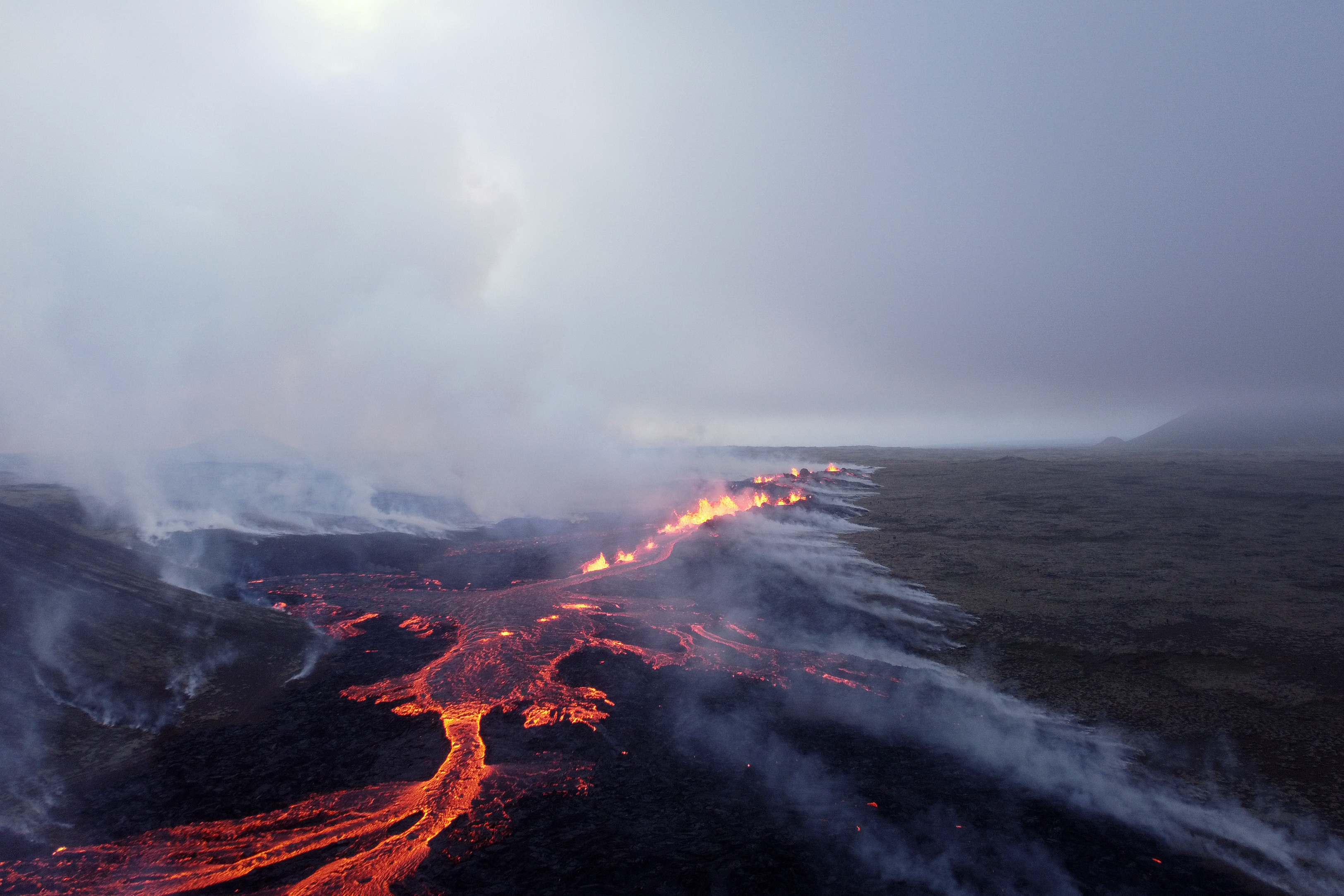 volcanic eruption near Litli Hrutur, south-west of Reykjavik