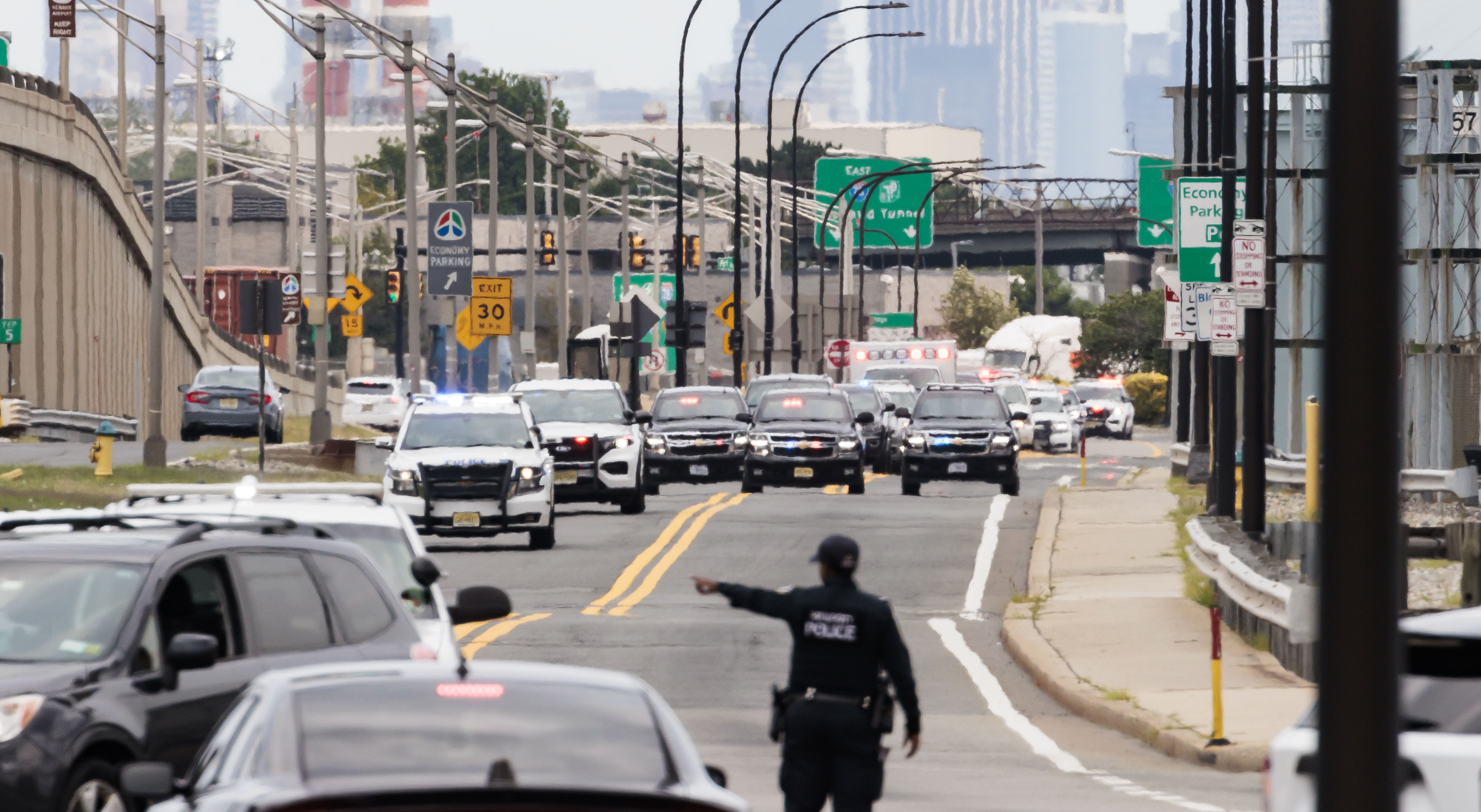 US President Donald J. Trump arrvies to Newark Liberty International Airport