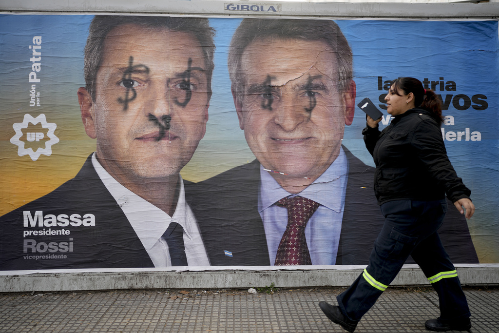 A defaced election poster