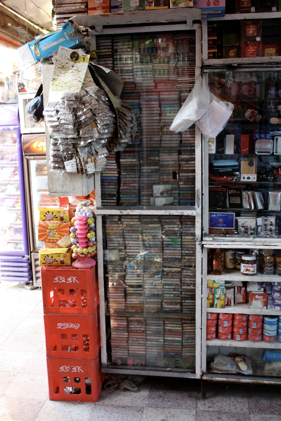 A display of cassettes at a kiosk