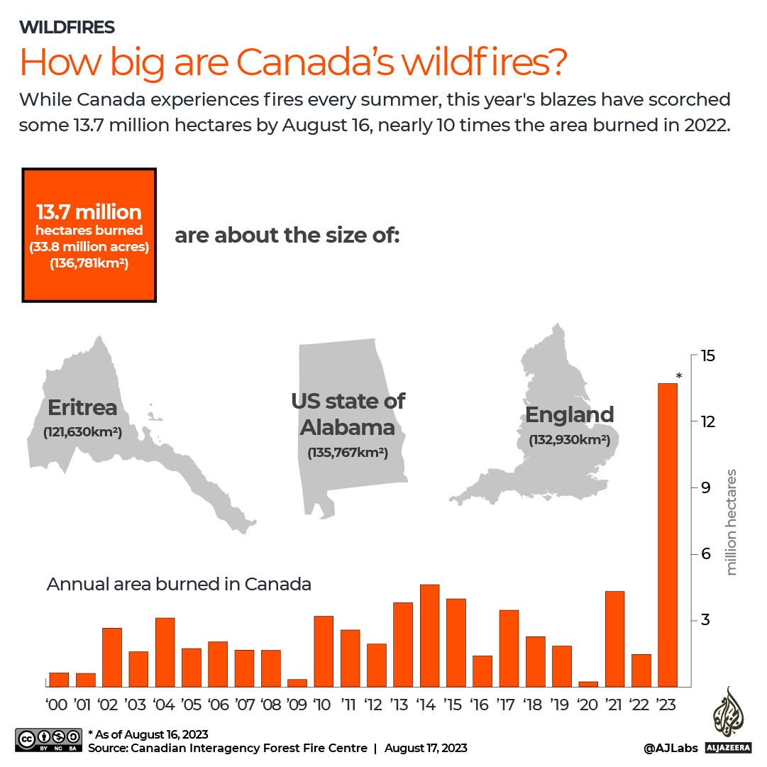INTERACTIVE Canada wildfire size 2023-1692274770