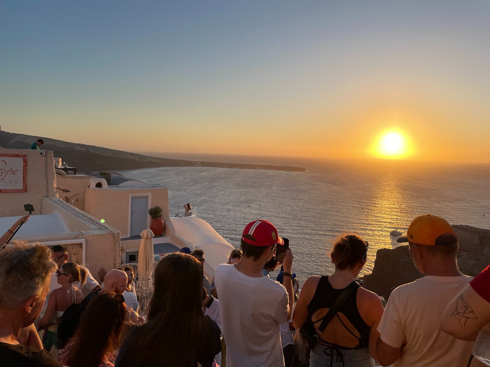 Tourists on the Greek island of Santorini