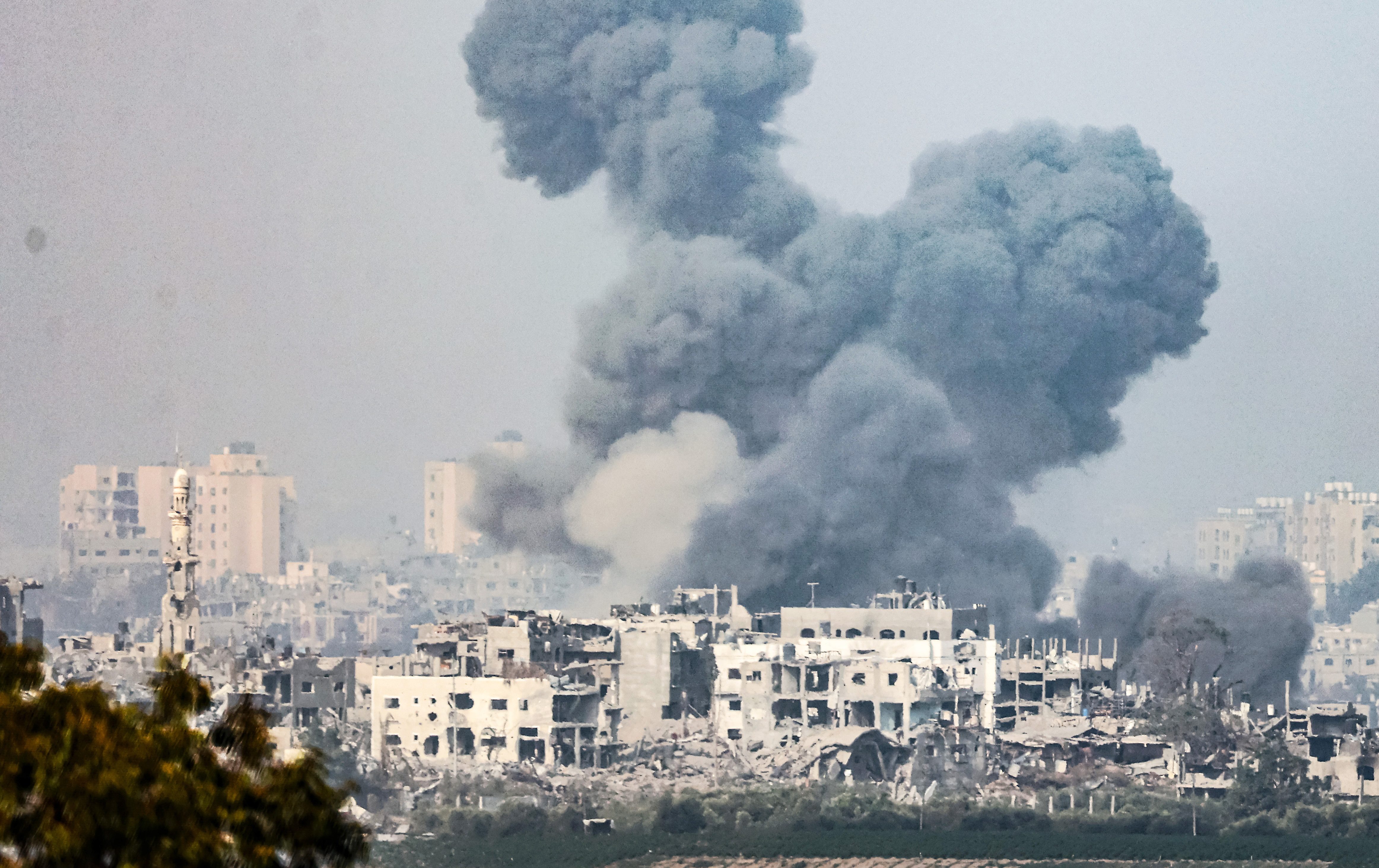 Smoke rises from the northern part of the Gaza