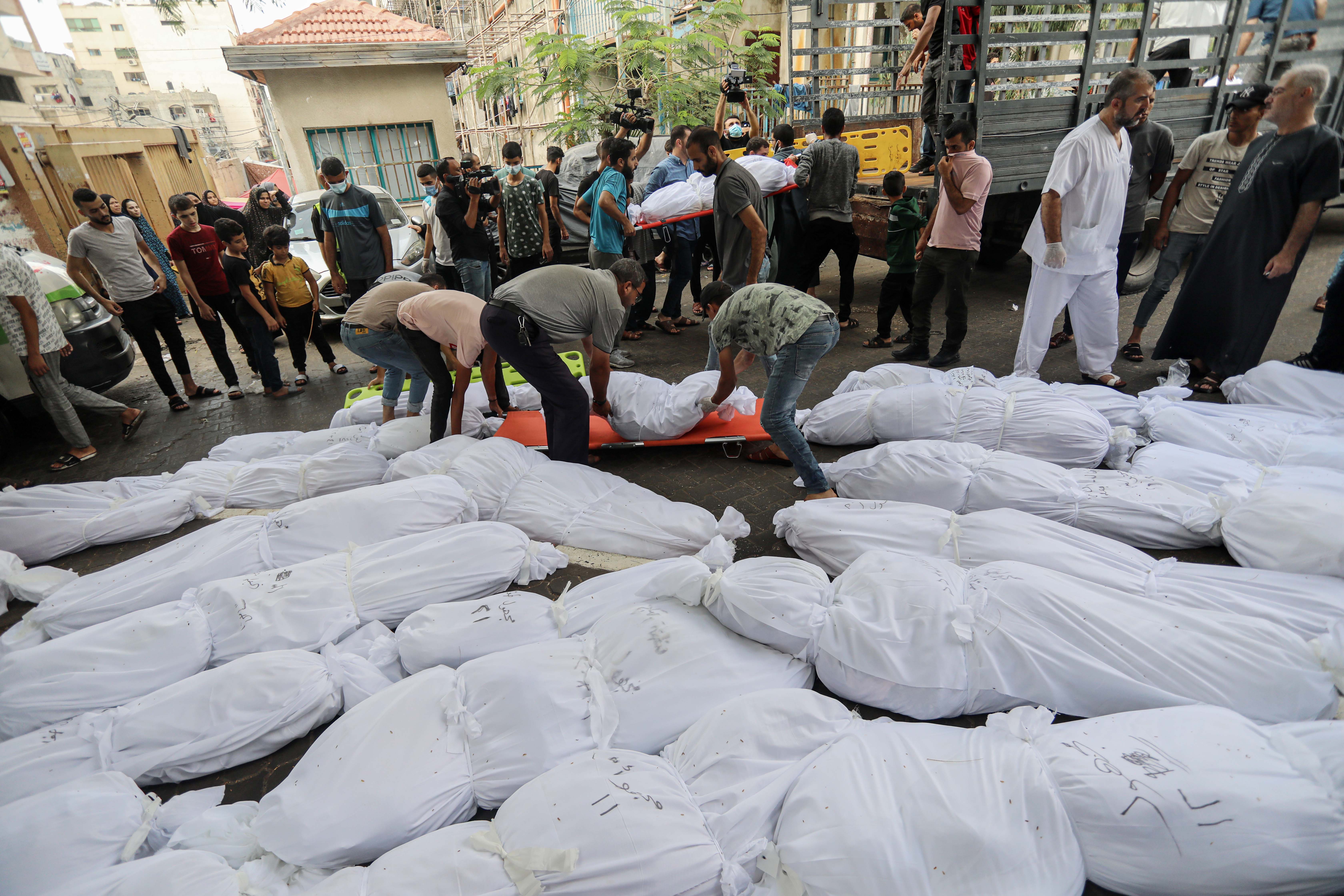 unidentified bodies in Gaza