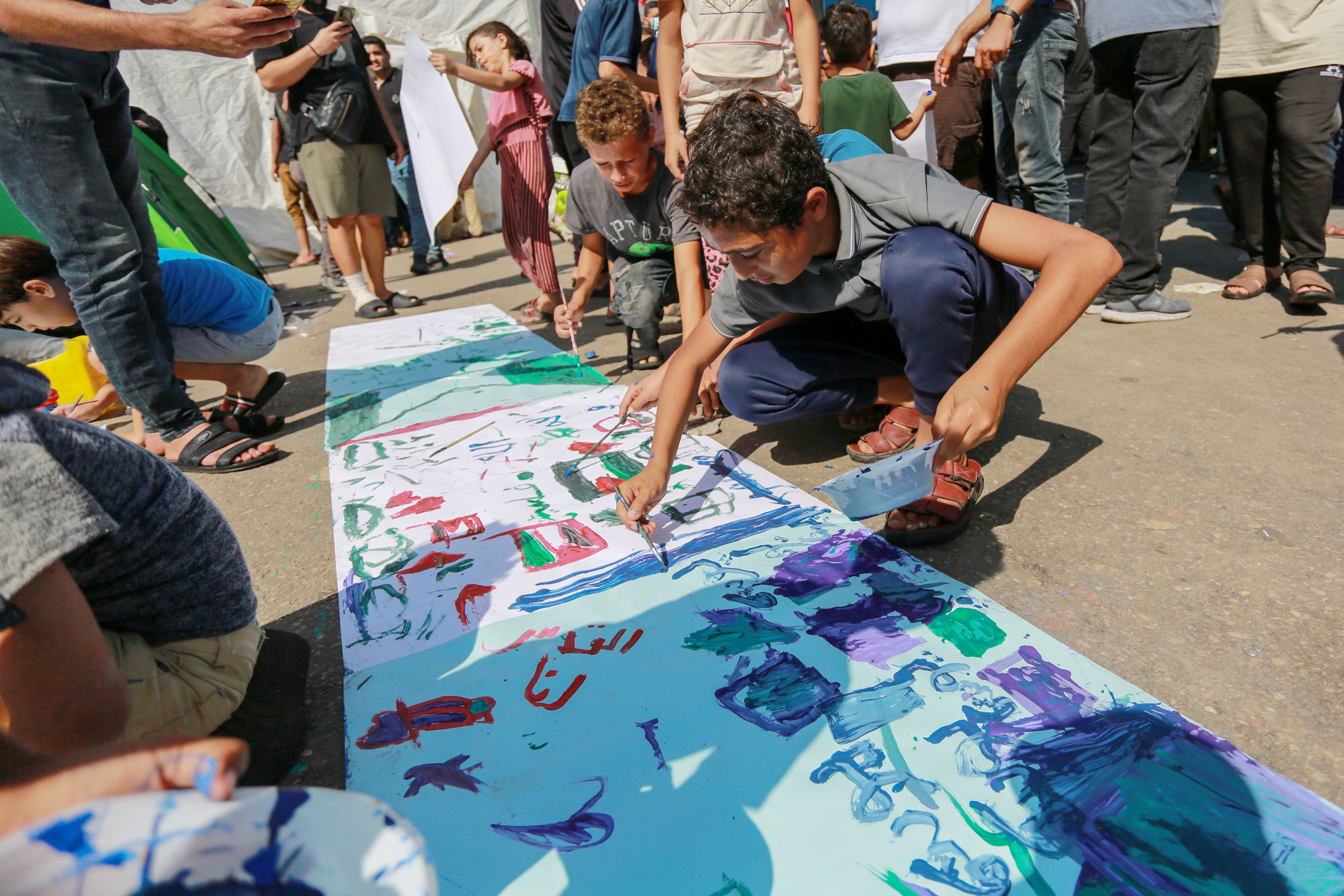 Children at al-Shifa Hospital in Gaza City
