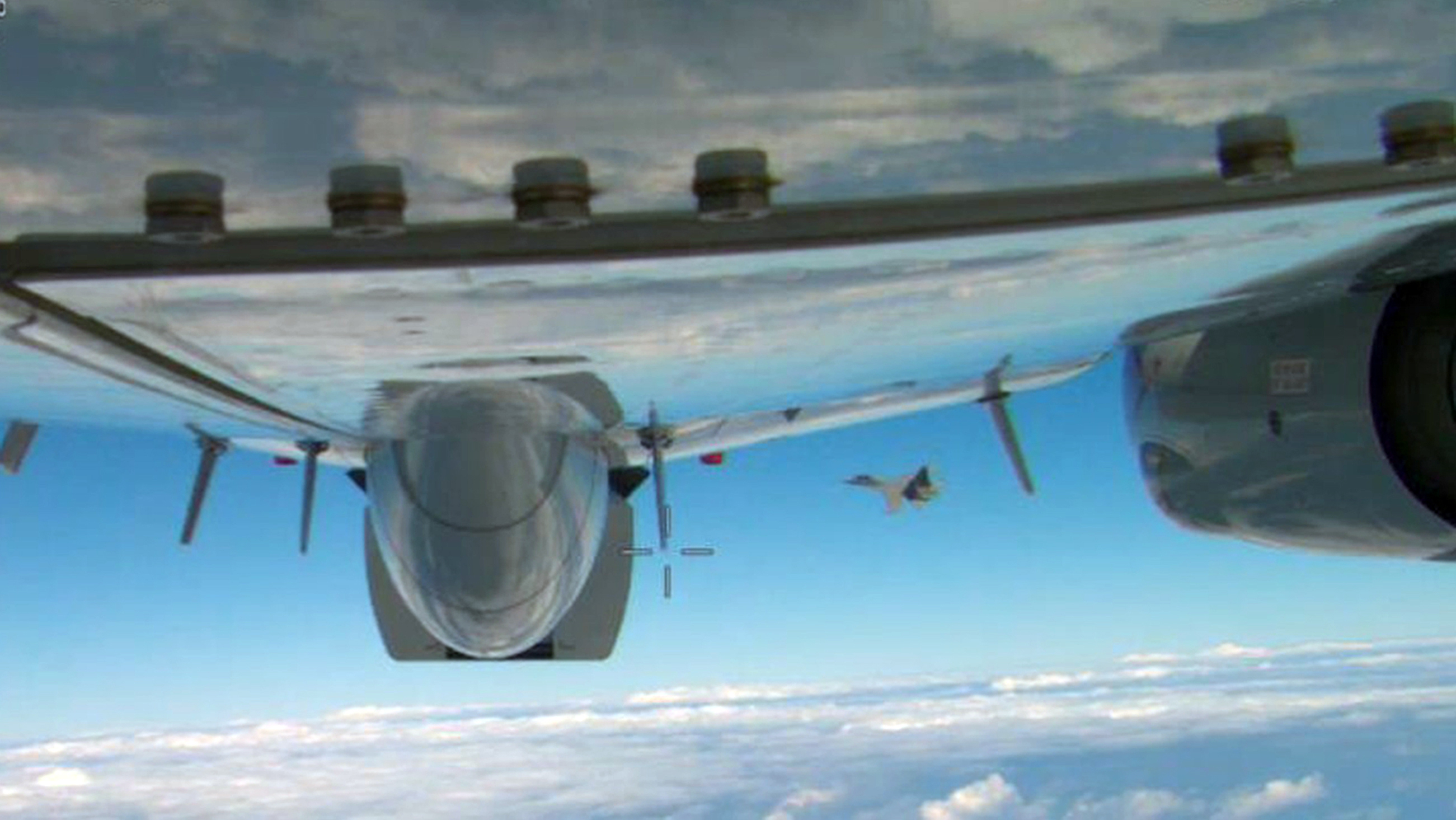 An intercept of a US military plane by a Chinese one above the Pacific Ocean in January 2023.