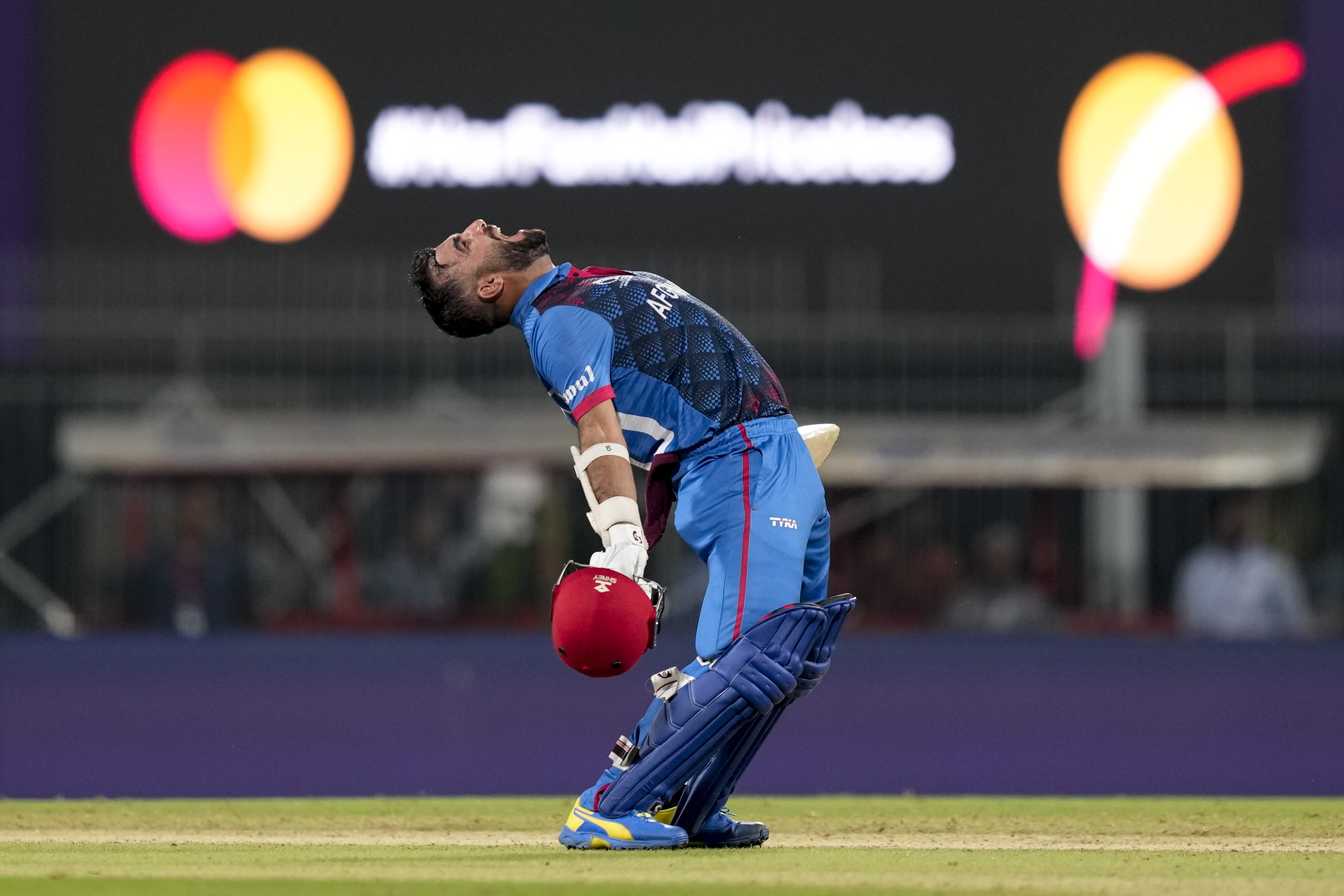 Afghanistan's captain Hashimatullah Shahidi celebrates after their win against Pakistan
