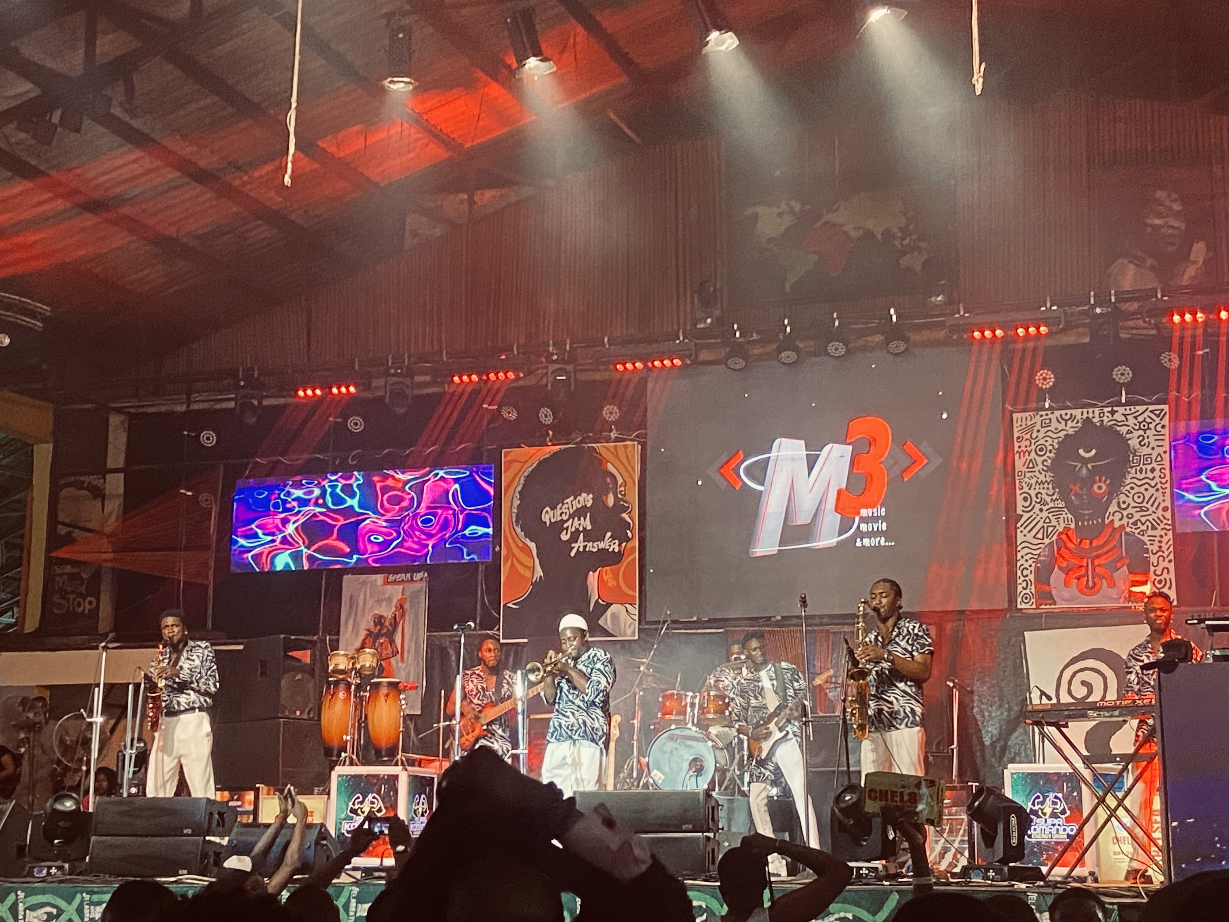 An Afrobeat band performs at Felabration, October 13, 2023
