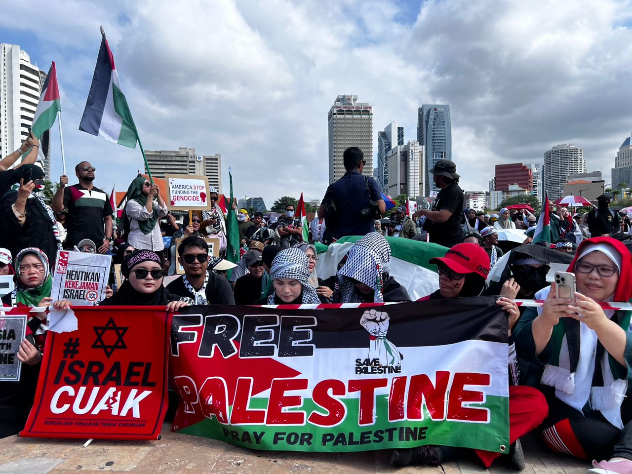 Thousands rally in support of Palestine in Kuala Lumpur, Malaysia on October 22, 2023.