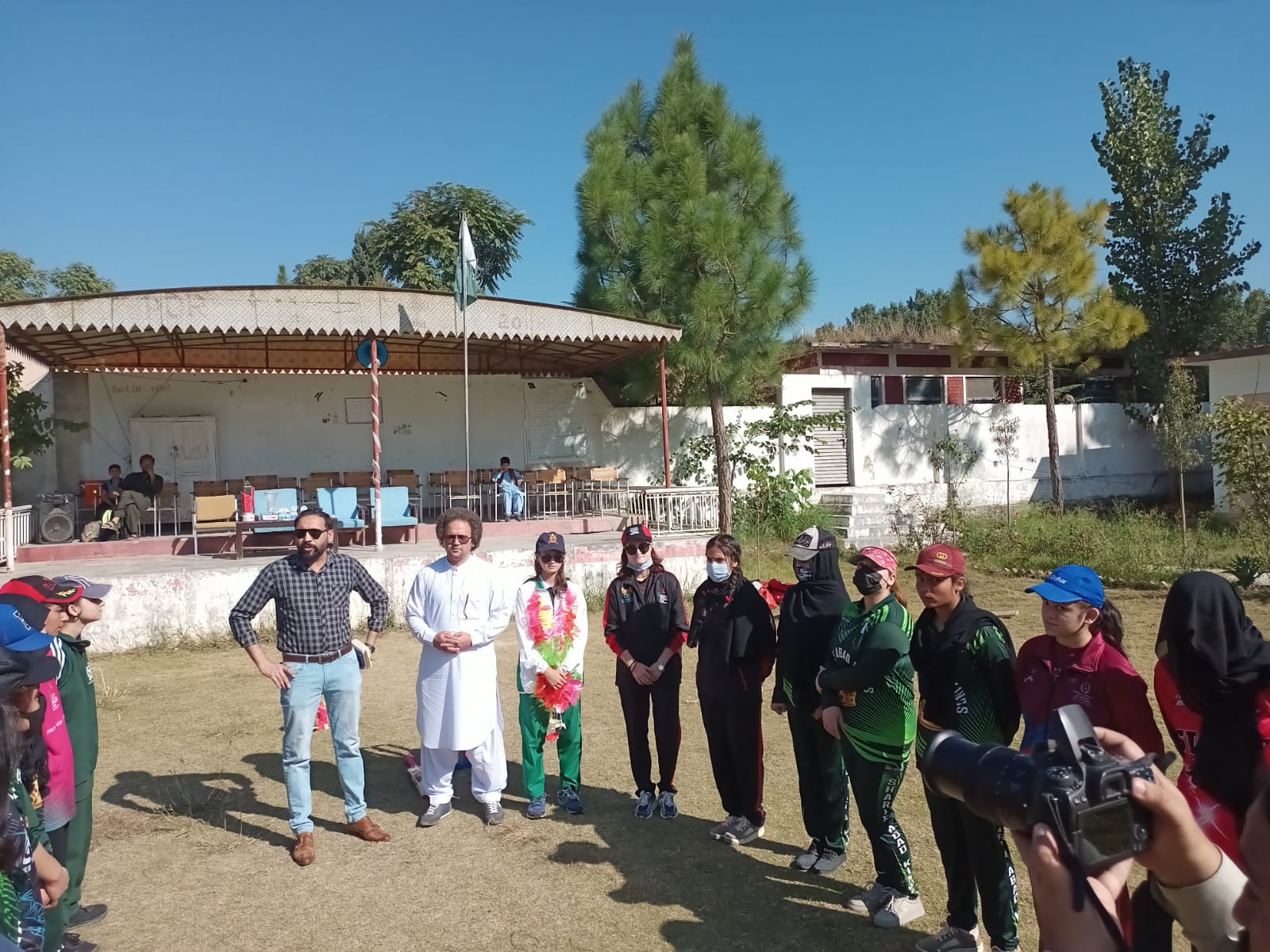 The girls gather on the school grounds prior to the match. [Photo courtesy of Ayaz Naik]