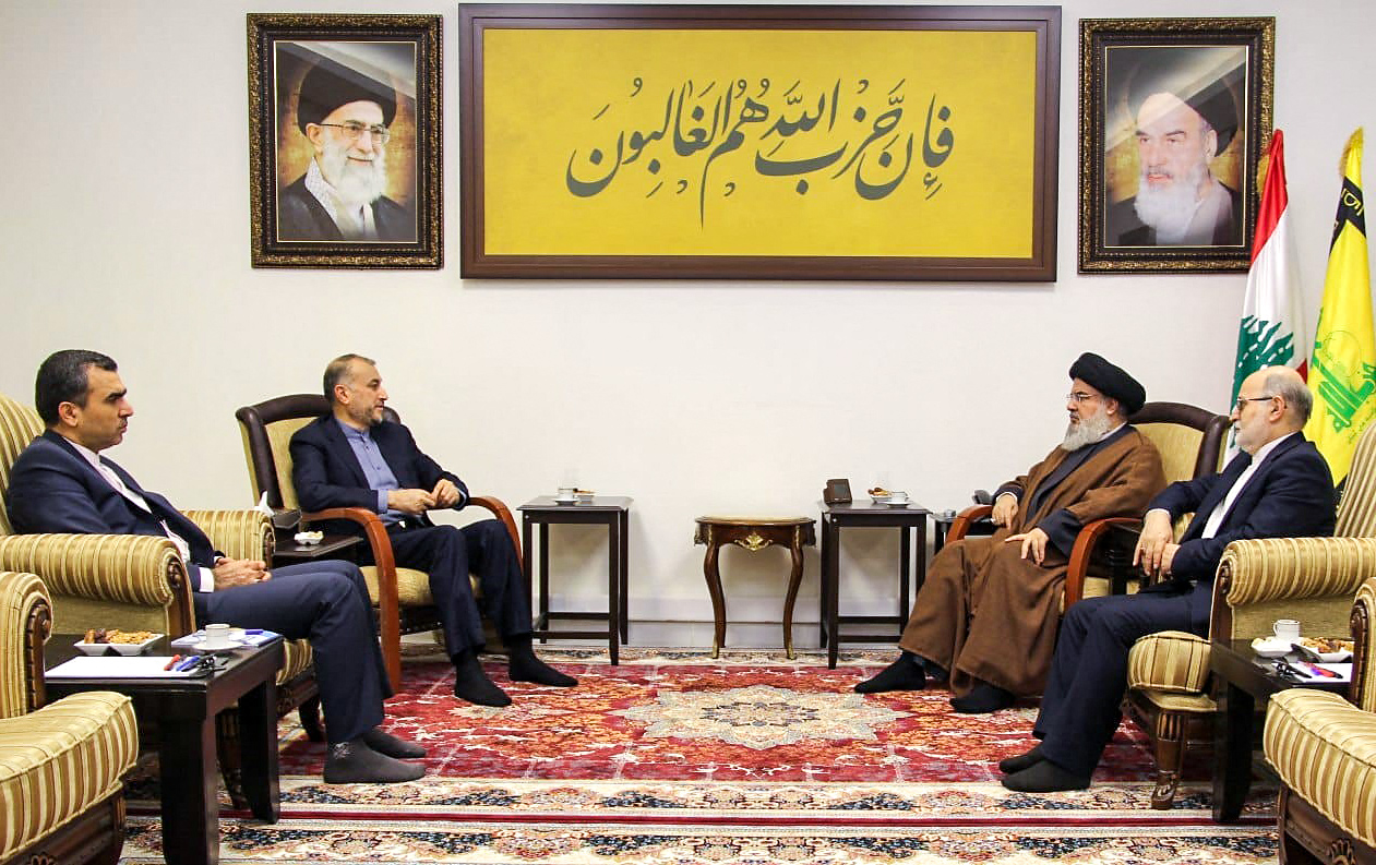 Hezbollah leader Hassan Nasrallah meets Iran's Foreign Minister Hossein Amirabdollahian in Lebanon