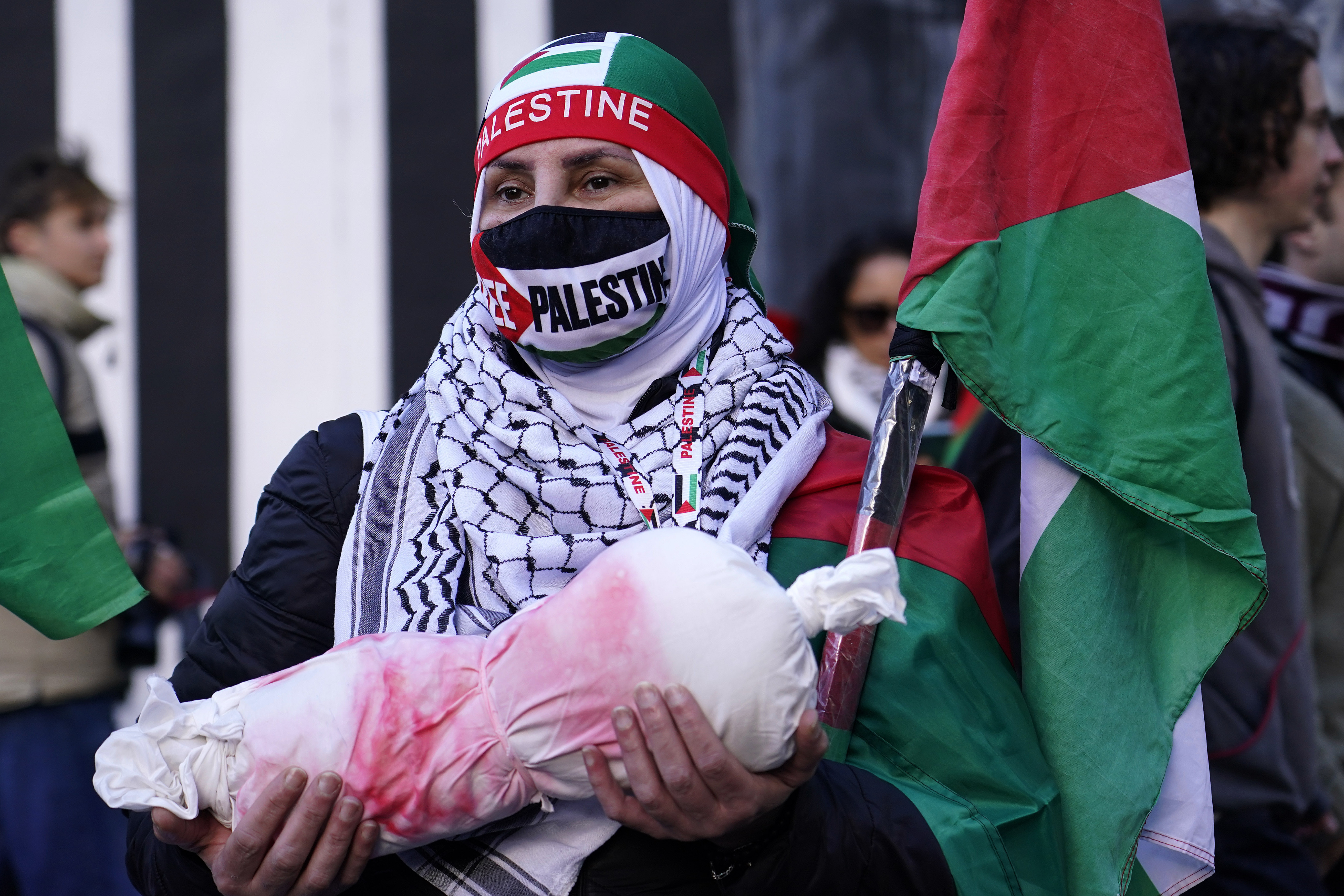 A Protester during a pro-Palestinian protest in Londo