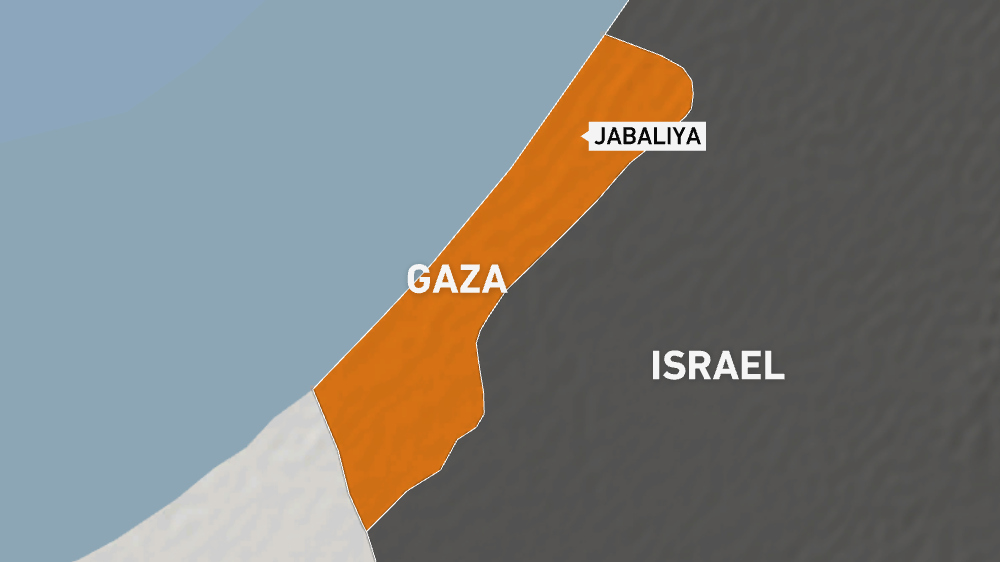A map that shows Jabalia on the Gaza strip.