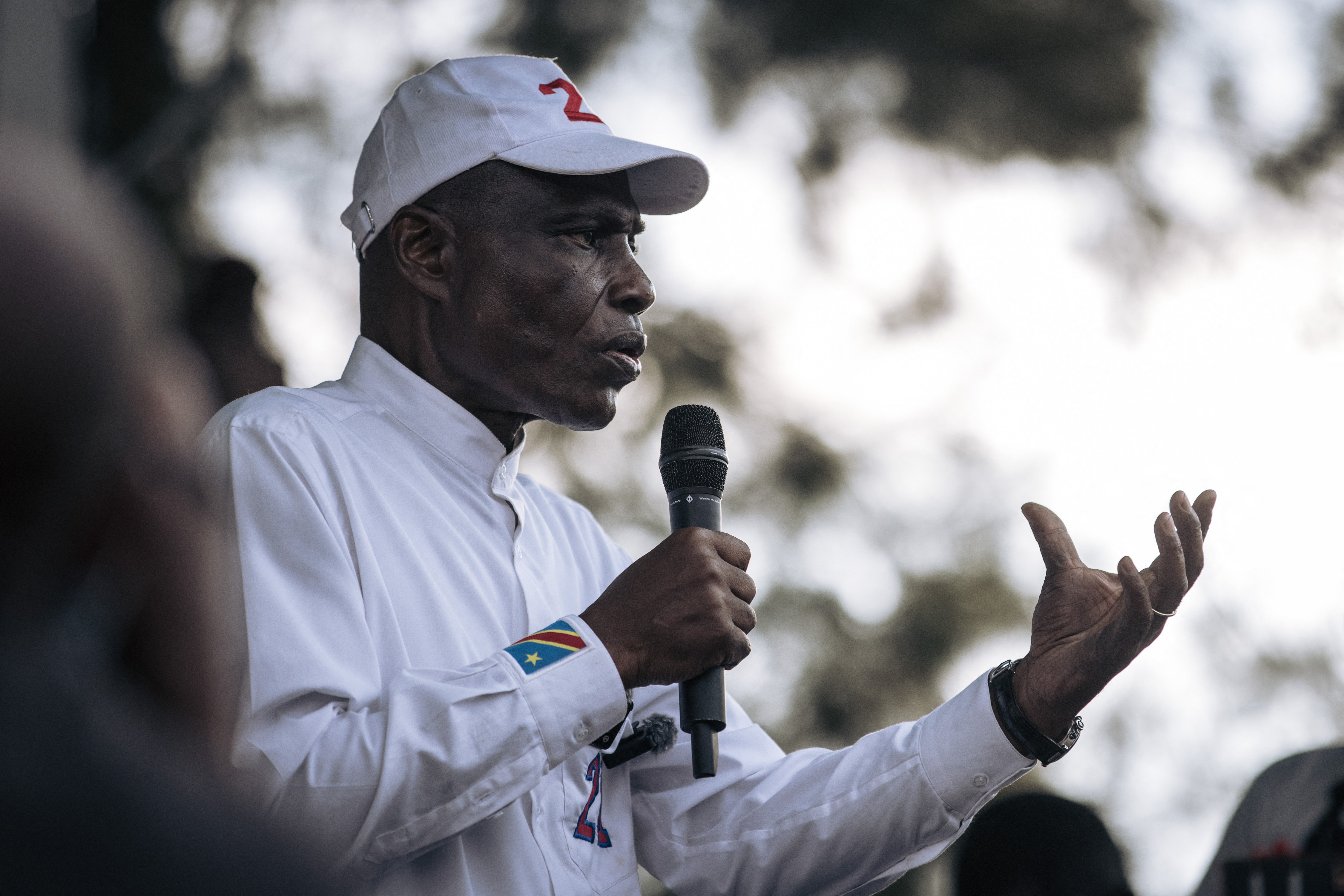 Presidential candidate Martin Fayulu during a campaign rally in Goma, eastern DRC, on November 30, 2023