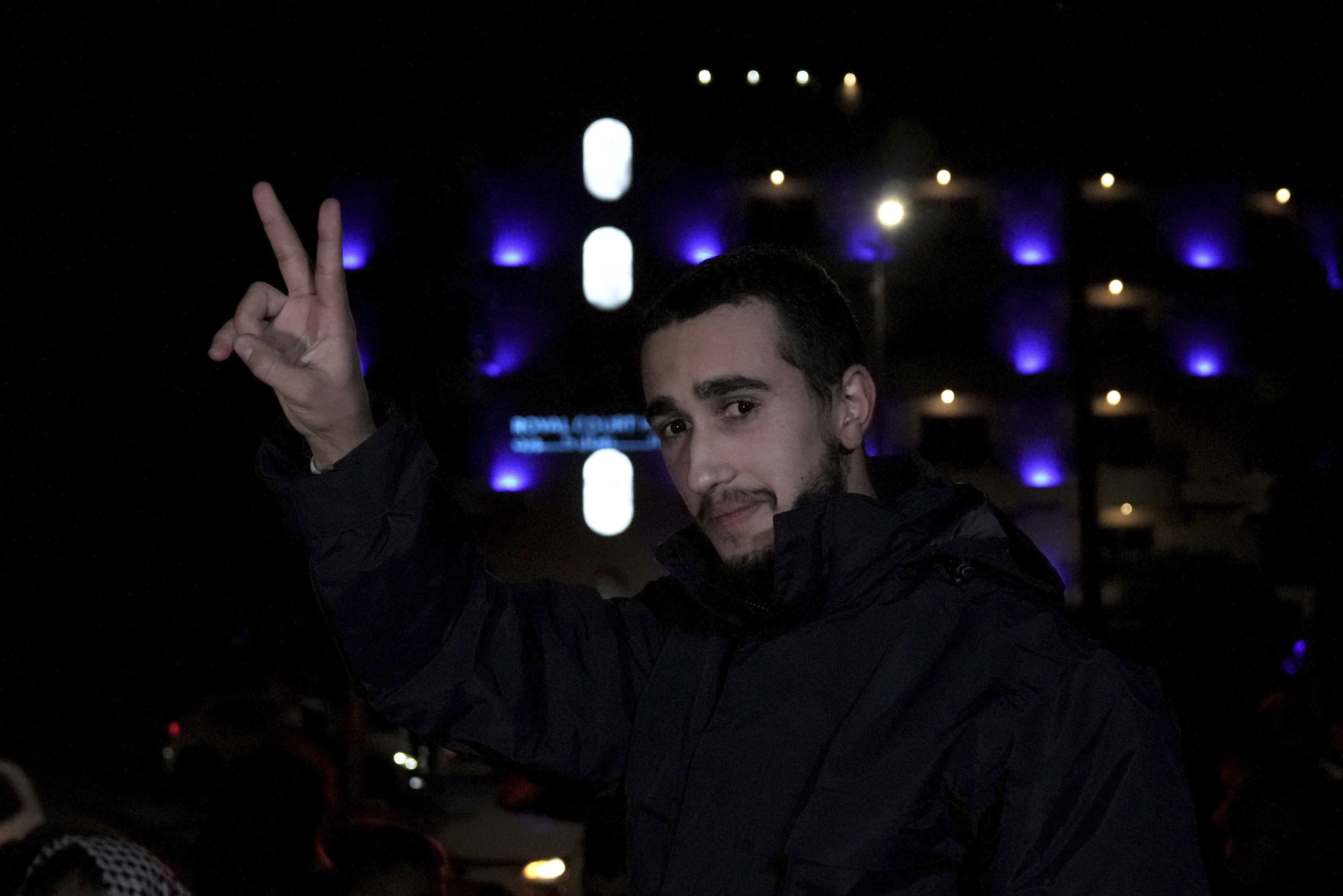 Palestinian Mohammad Ayyash is carried on shoulders after being released from prison by Israel, in the West Bank town of Ramallah.