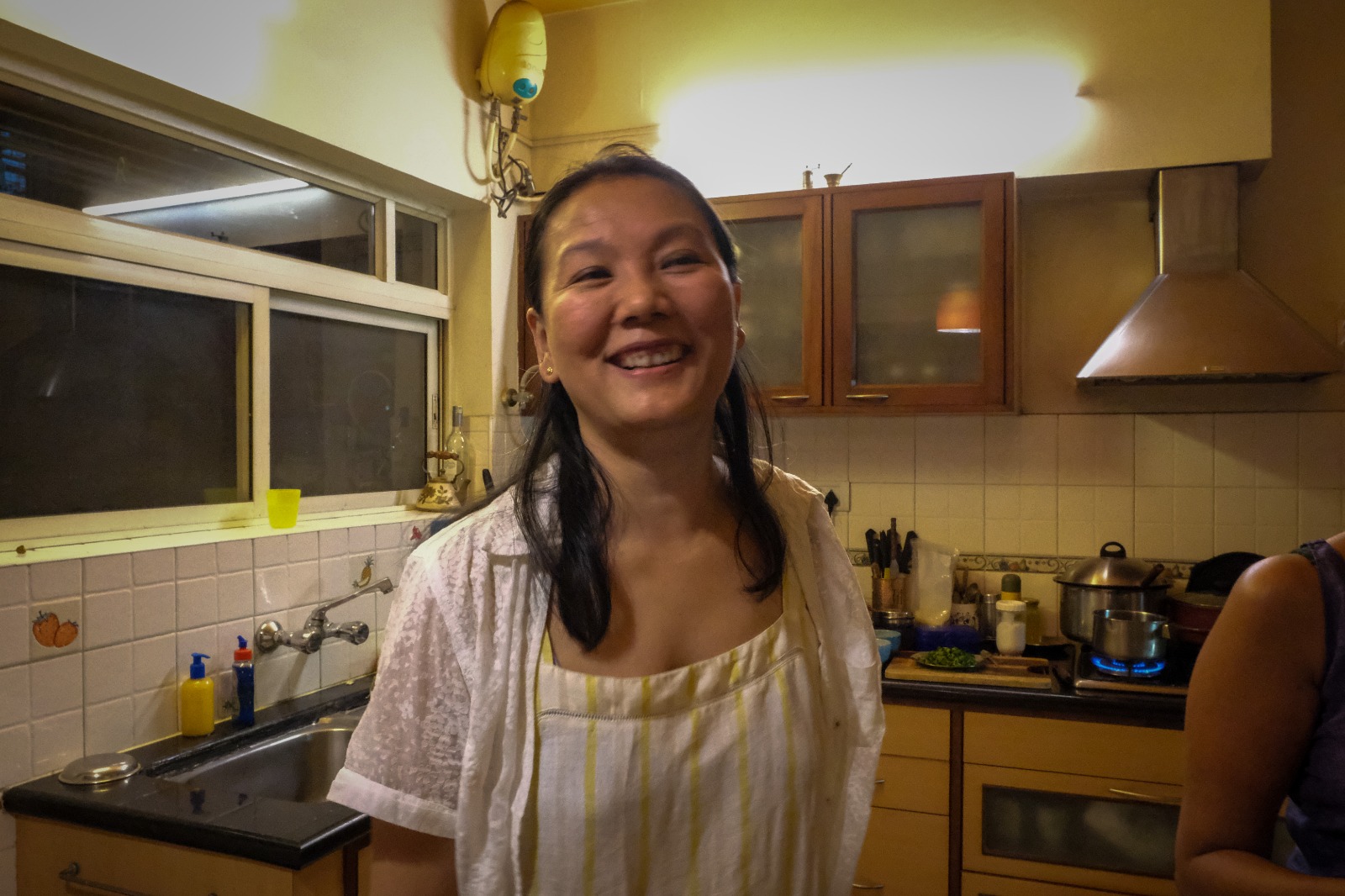 Akoijam Sunita, 45, at a pop-up dinner she hosted in Bengaluru recently [Photo courtesy Lomba Kitchen]