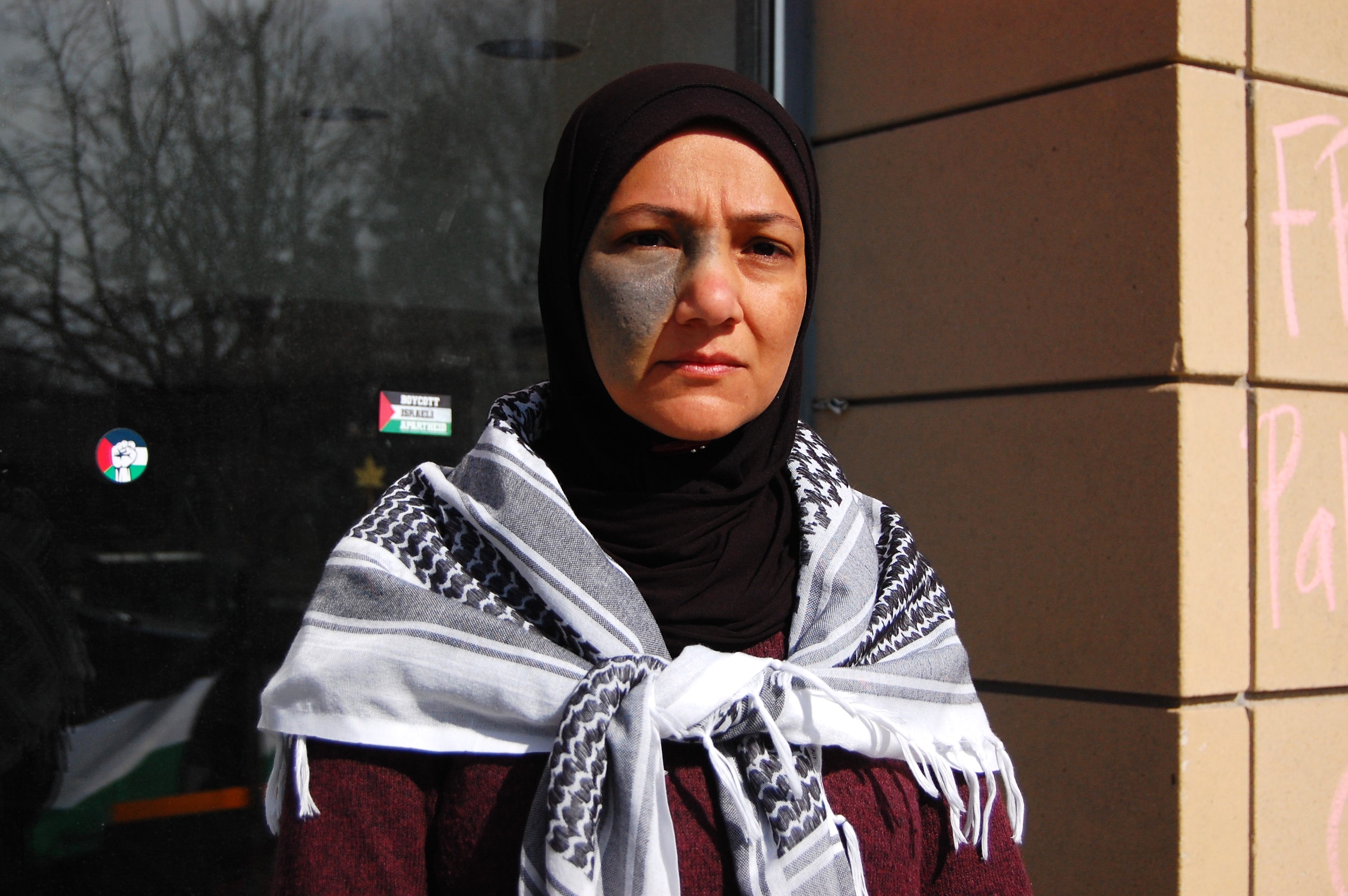 Samar Alkhdour, a Palestinian mother and permanent resident of Canada, poses for a photo in Montreal