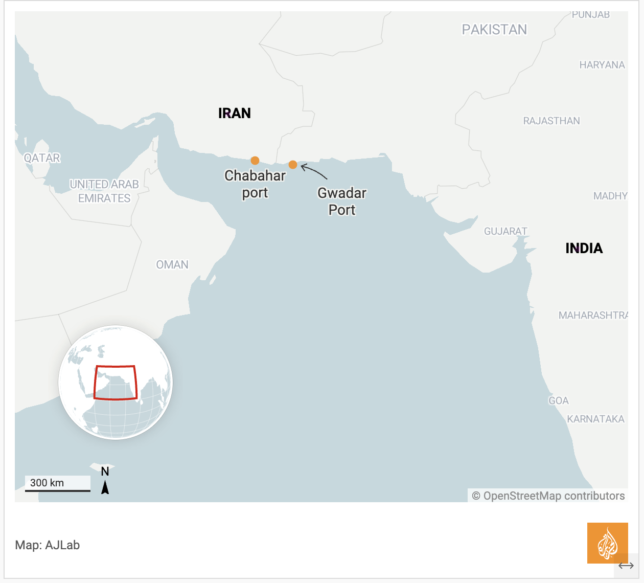Chabahar and Gwadar Port close to each other
