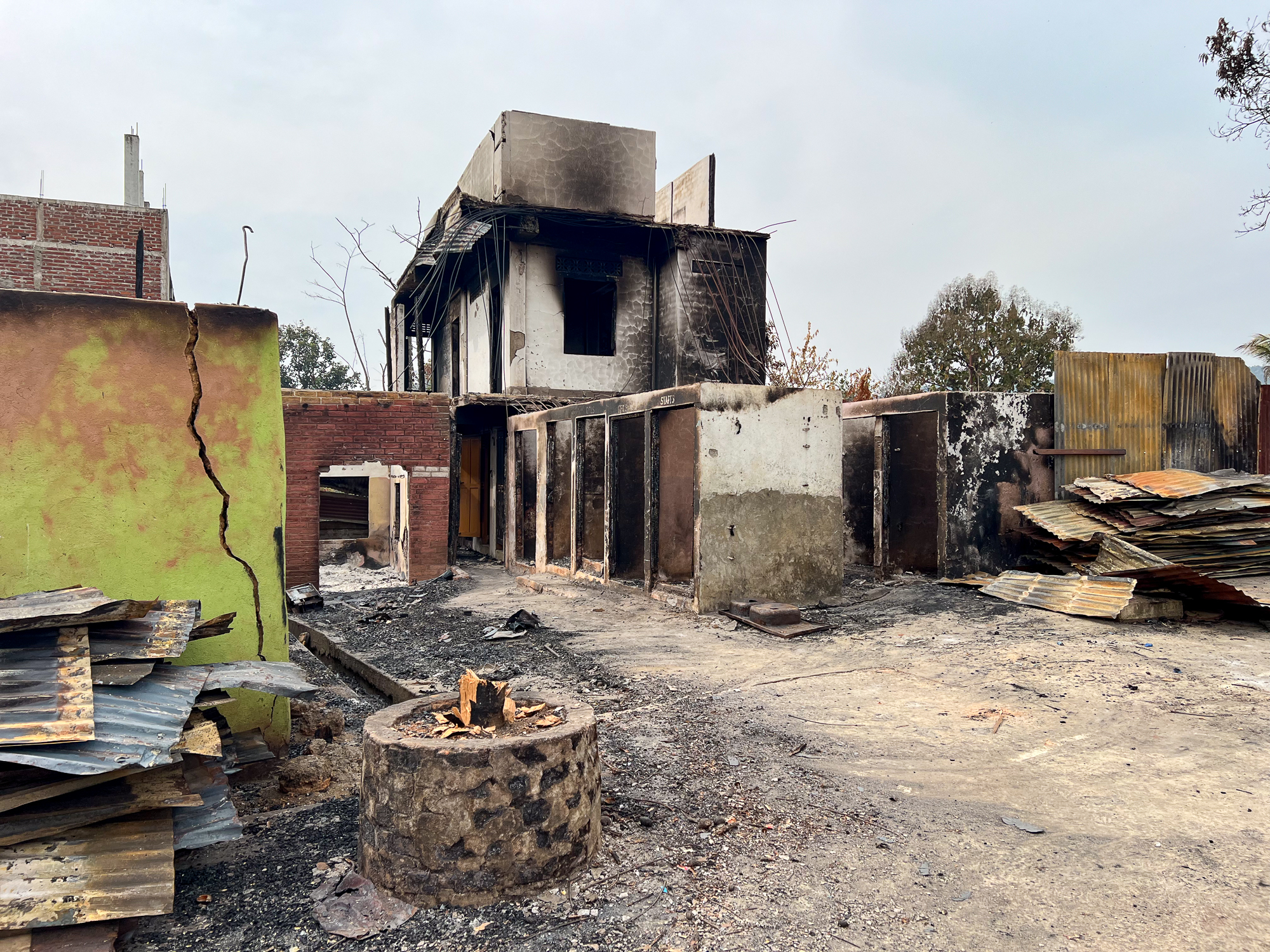 A school that was burned down in Tengnoupal district of riot-hit Manipur [Greeshma Kuthar/Al Jazeera]