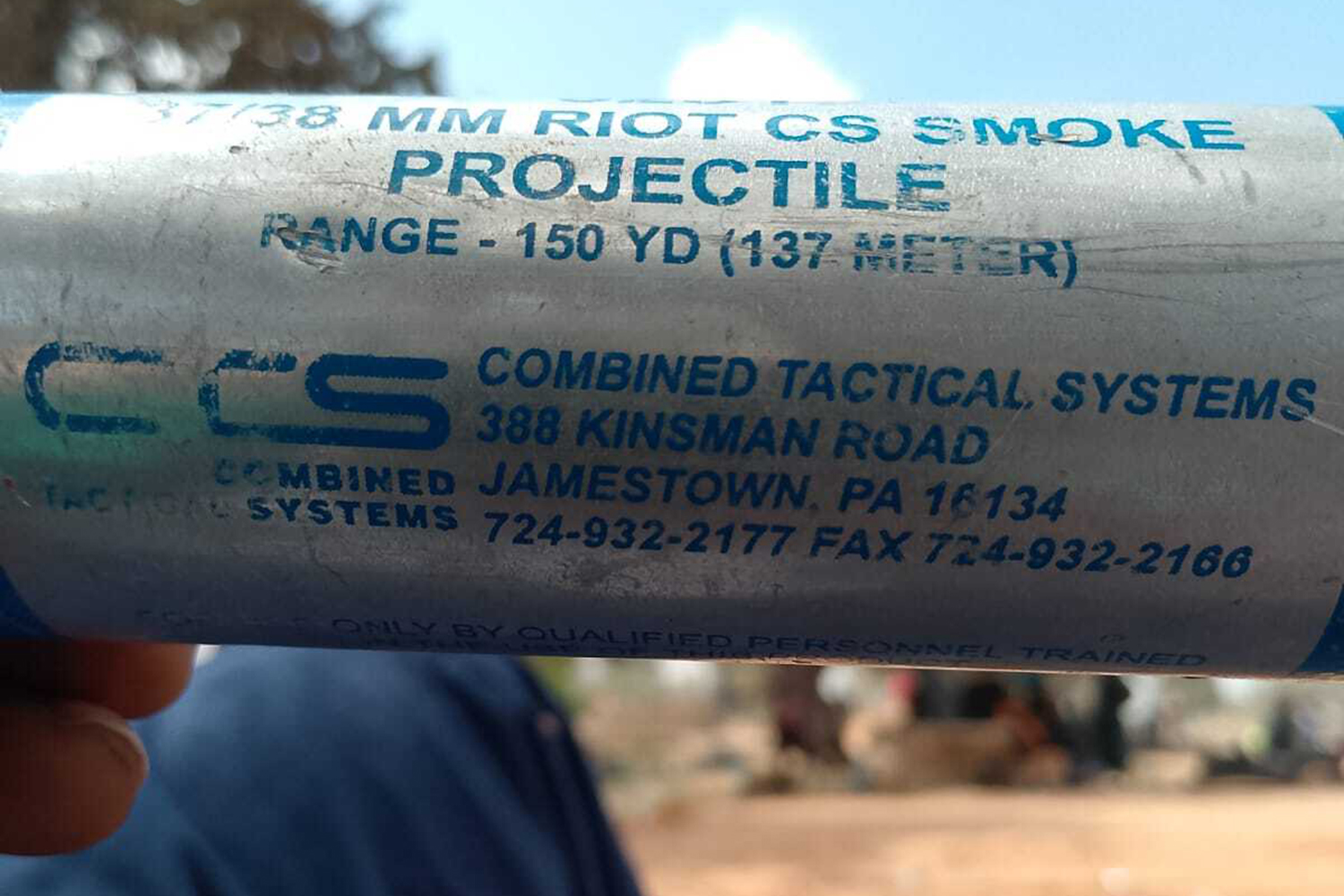 A tear gas cannister fired at refugees and migrants in Al Amrah, 23-25 April Sfax. Photographed by Richard from Ghana