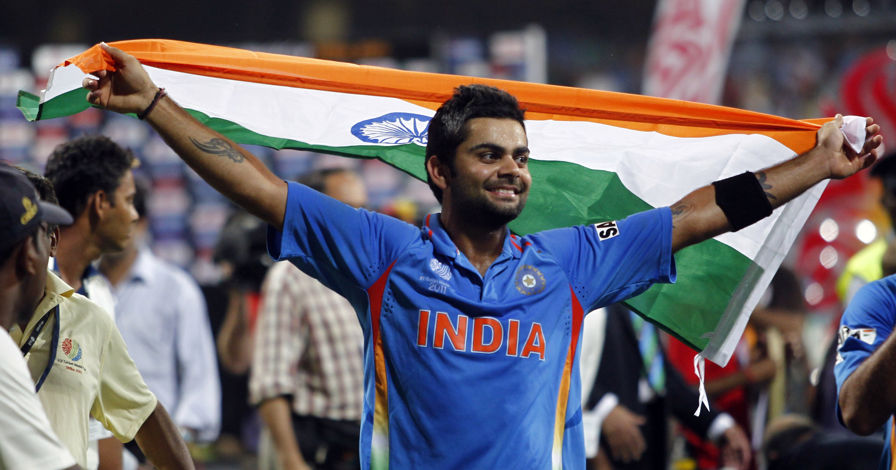 Virat Kohli will look to relive the triumphant moments of India's ICC Cricket World Cup win in 2011 when his side meets South Africa in the T20 World Cup 2024 final [File: Adnan Abidi/Reuters]
