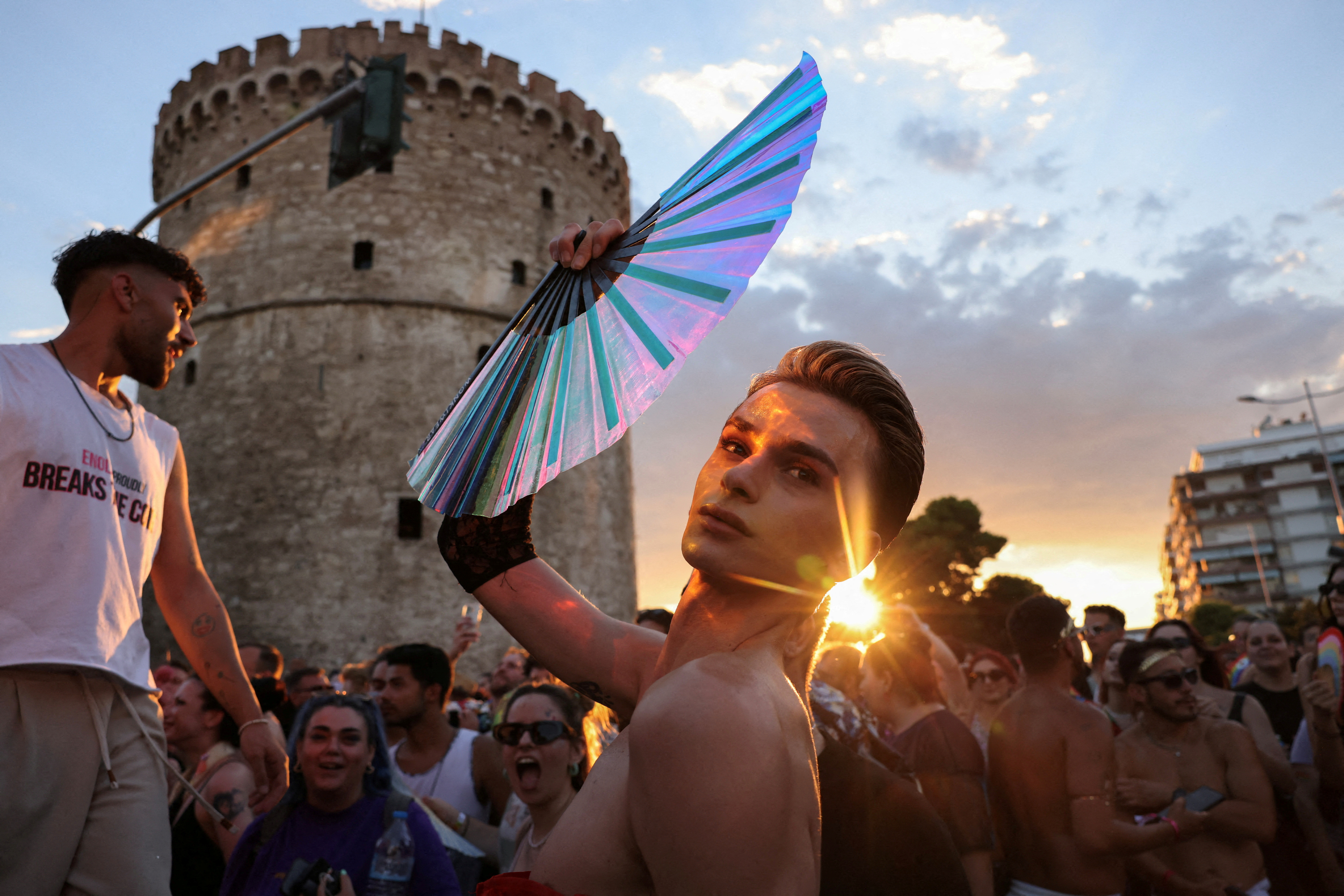 People take part in the pan-European international LGBTQI+ Pride parade in Thessaloniki, Greece, June 29