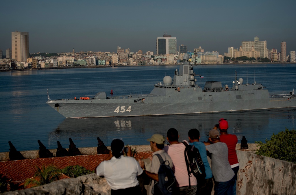 Russian Navy Admiral Gorshkov frigate arrives at the port of Havana, Cuba