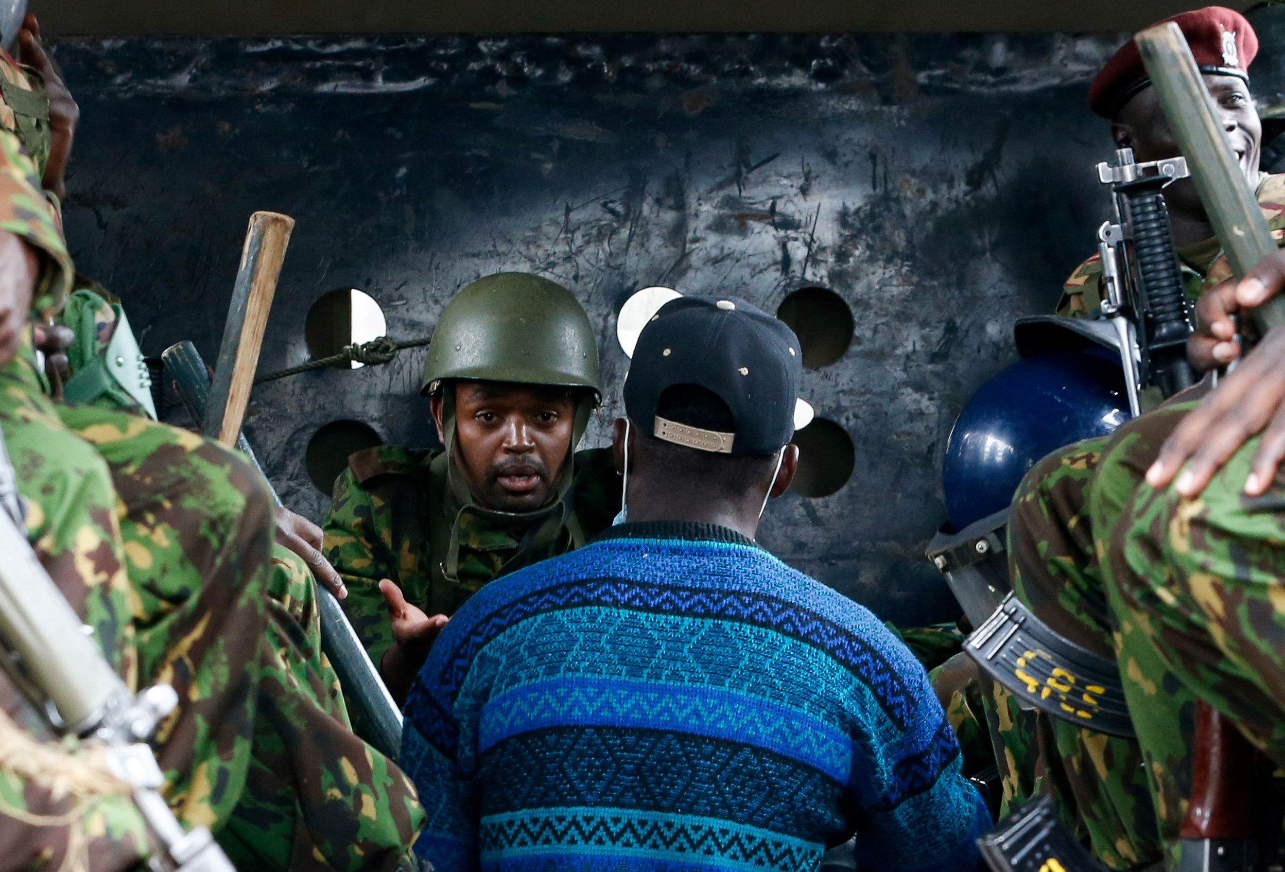 A detained protester