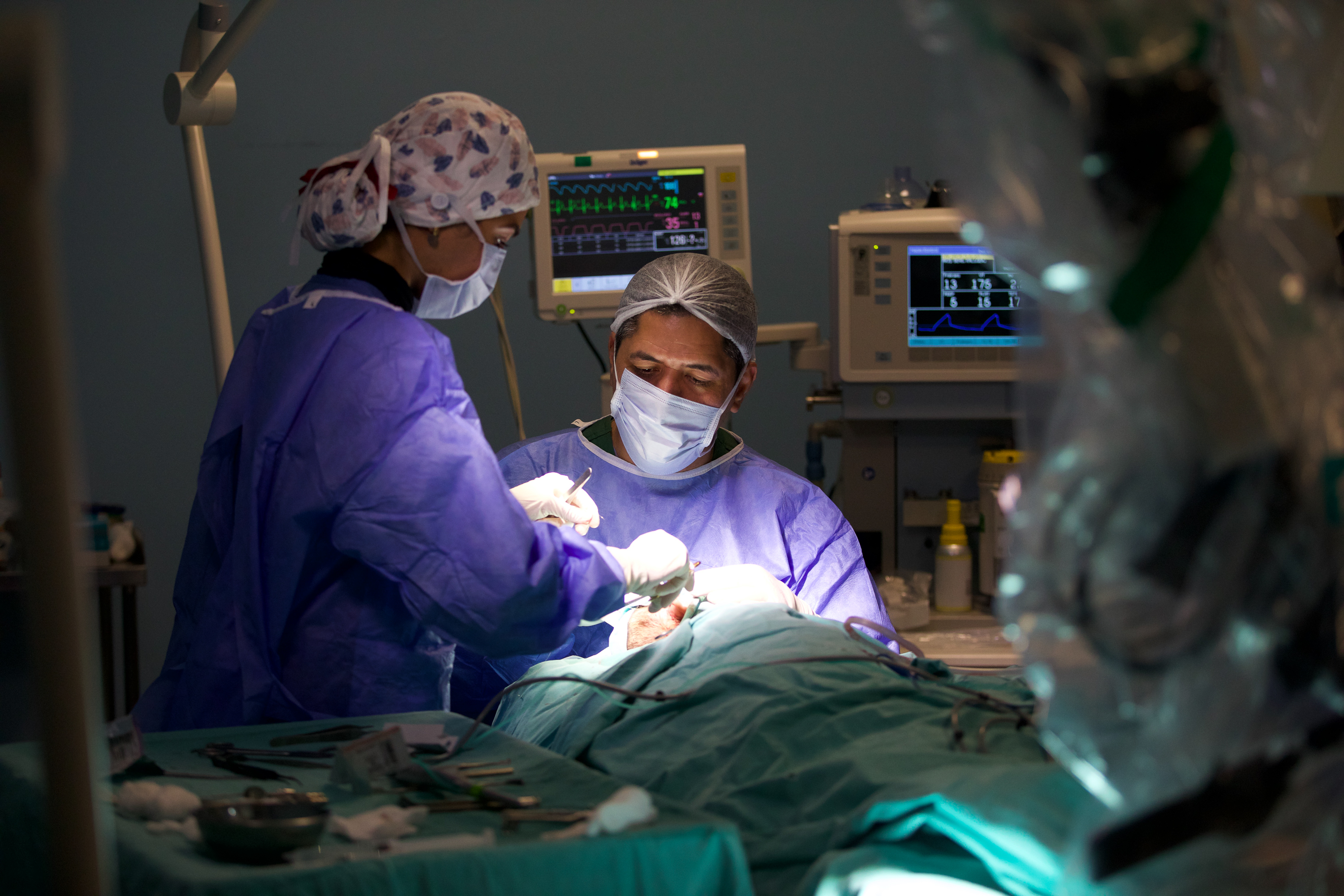 Doctors in Reyhanli, Turkey, operate to put in a cochlear implant for Celine