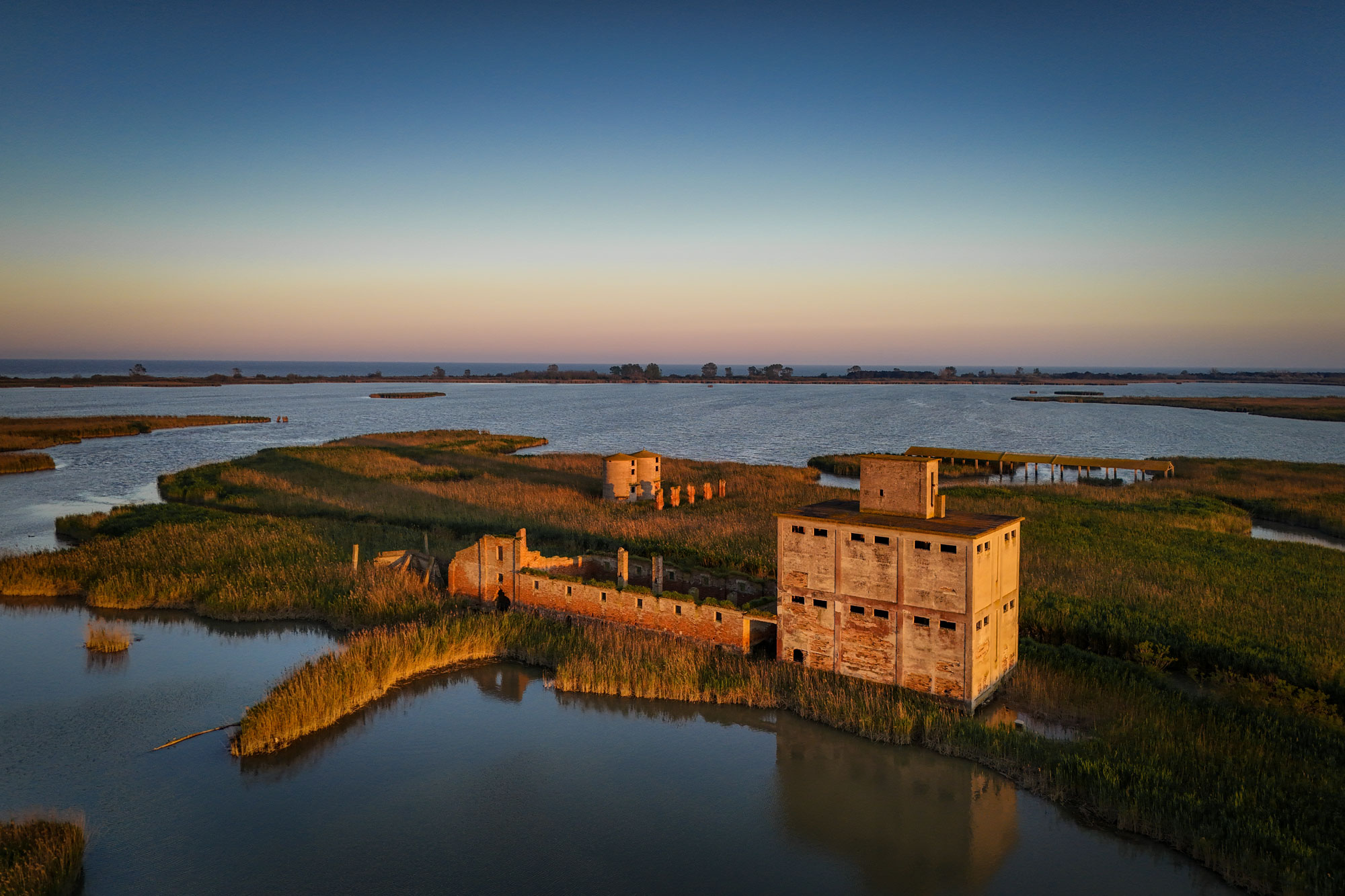View of the 'Isola Bonelli Levante' in Scardovari, Porto Tolle, Rovigo, Veneto