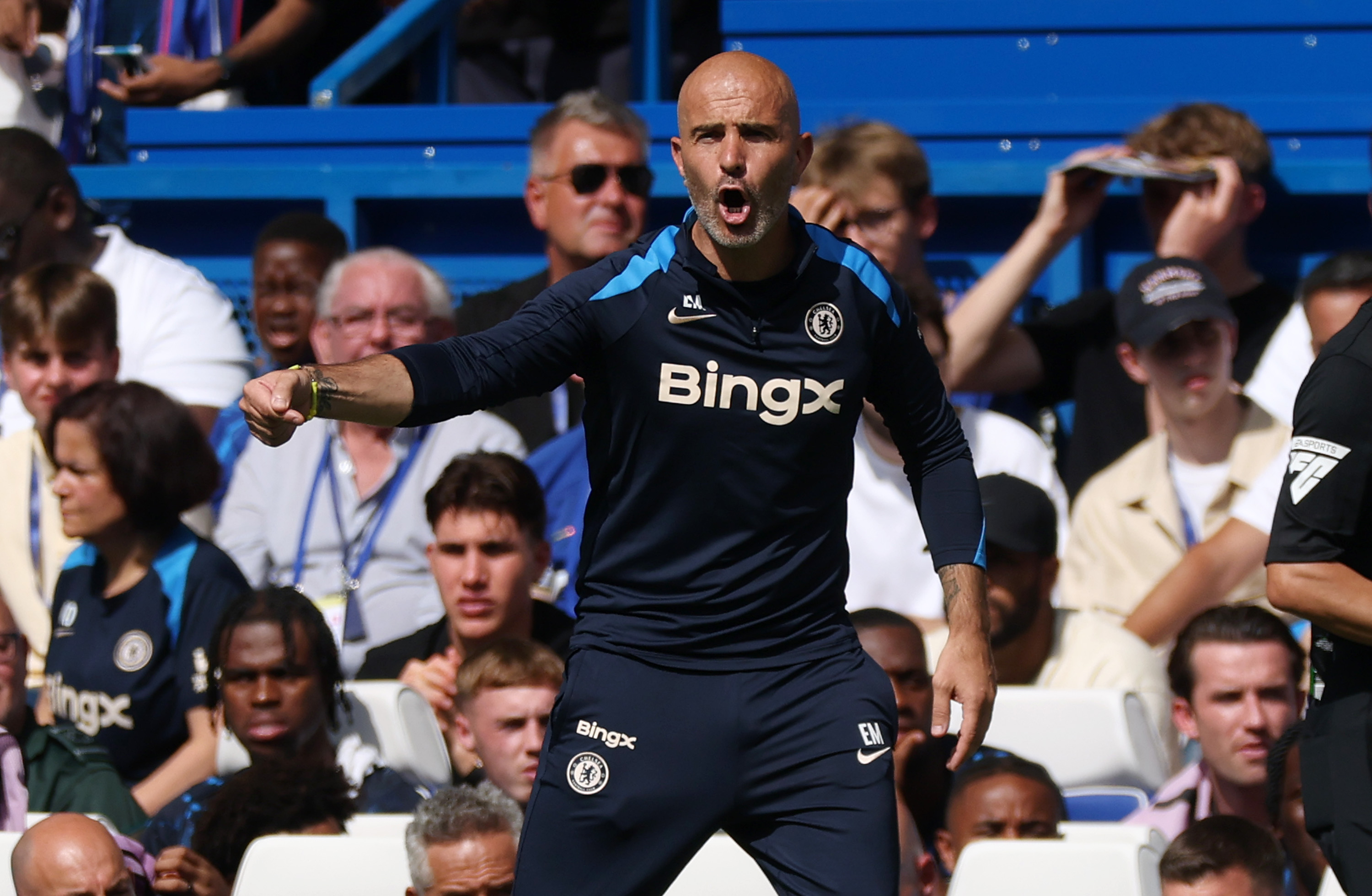 LONDON, ENGLAND - AUGUST 11: Head Coach Enzo Maresca of Chelsea in action during the pre-season friendly match between Chelsea and FC Internazionale at Stamford Bridge on August 11, 2024 in London, England. (Photo by Eddie Keogh/Getty Images)