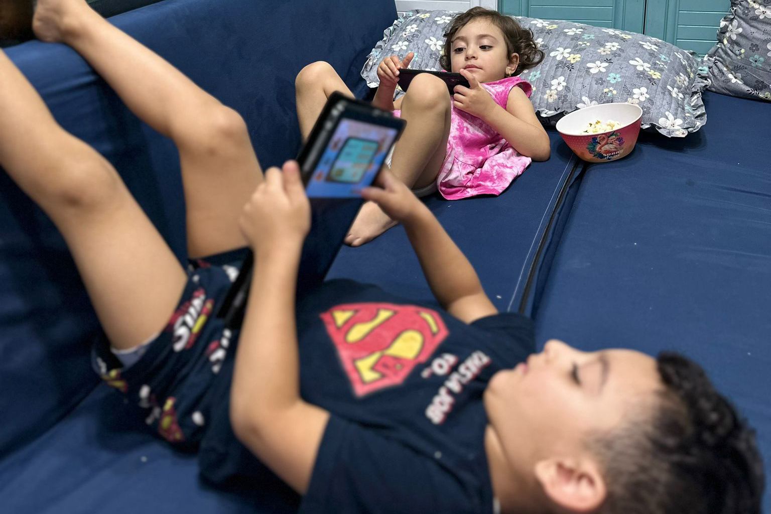 Saja's niece and nephew have been struggling to stay calm amid sounds of gunfire and bombardment in Jenin refugee camp