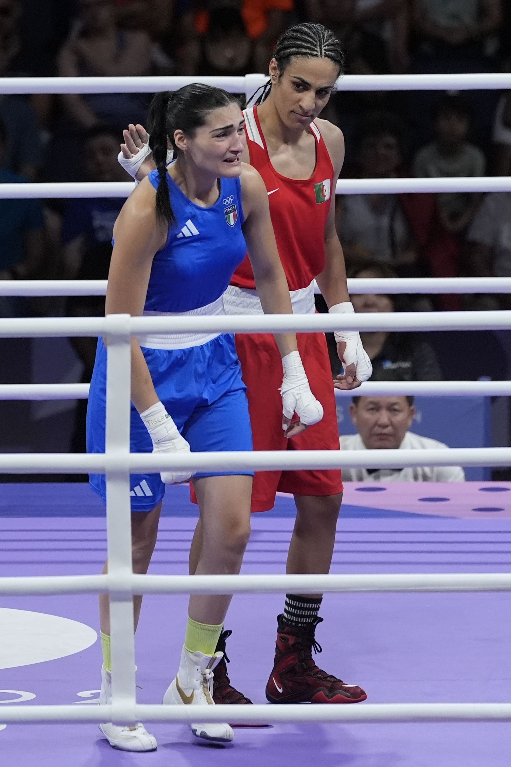 Algerian boxer Imane Khelif's 46-second win at the Paris Olympics on Thursday sparked a furious row about gender eligibility rules. [AP Photo/John Locher]