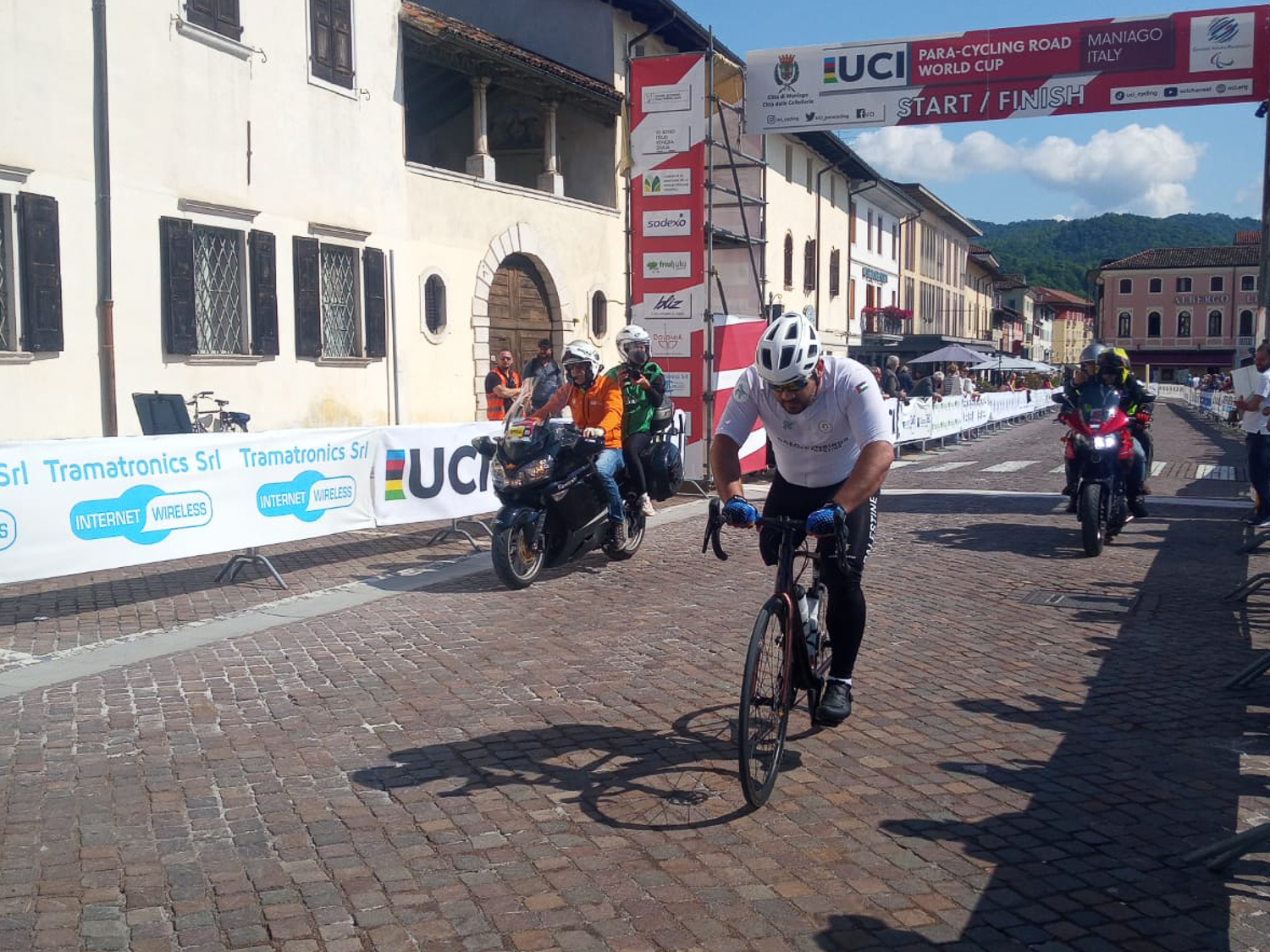 Palestinian paracyclist Alaa al-Daali during a race in Italy [Courtesy of Egab]