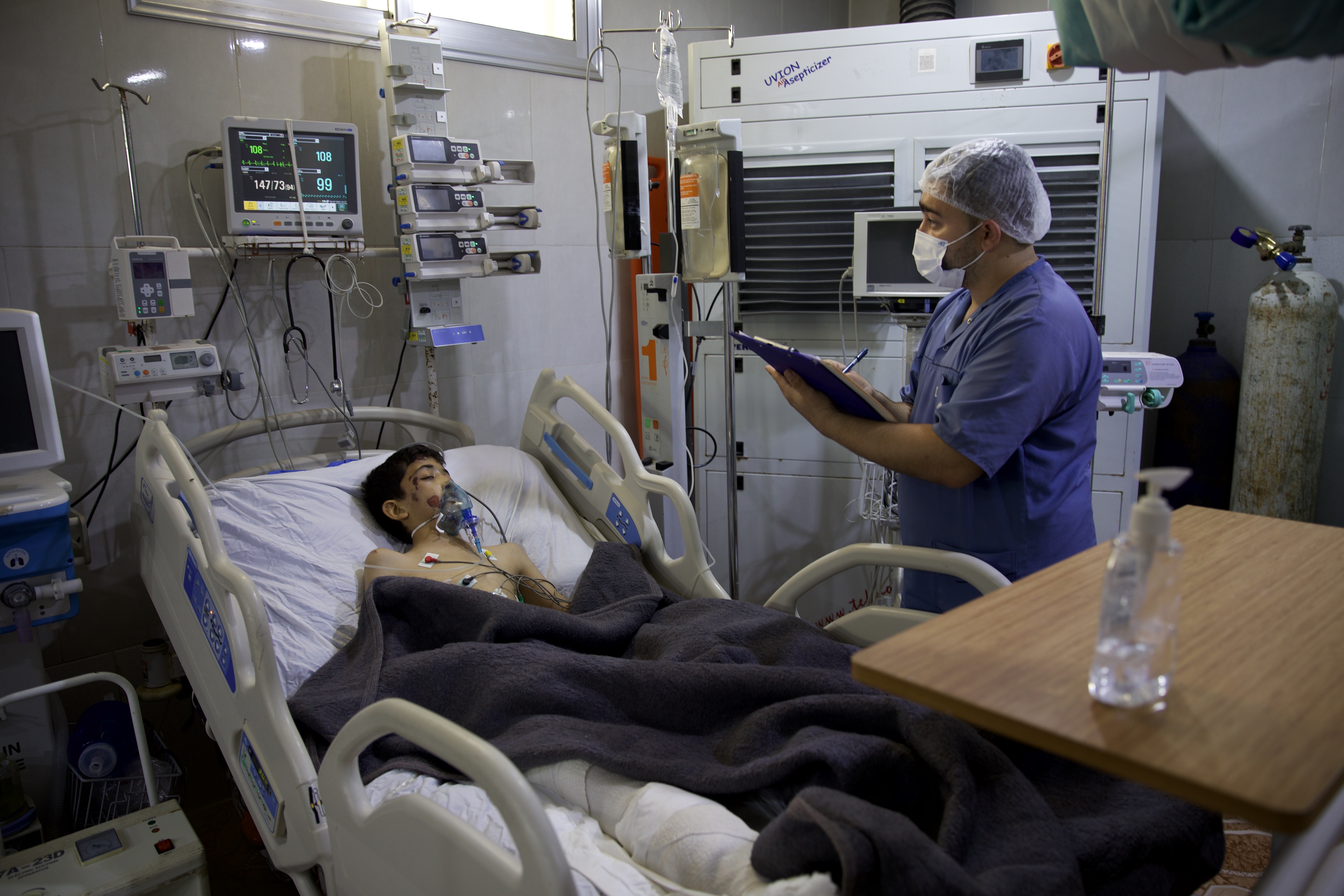 Patient being treated at hospital