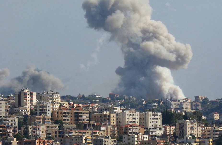 Smoke billows from a site targeted by Israeli shelling in the southern Lebanese village of Zaita