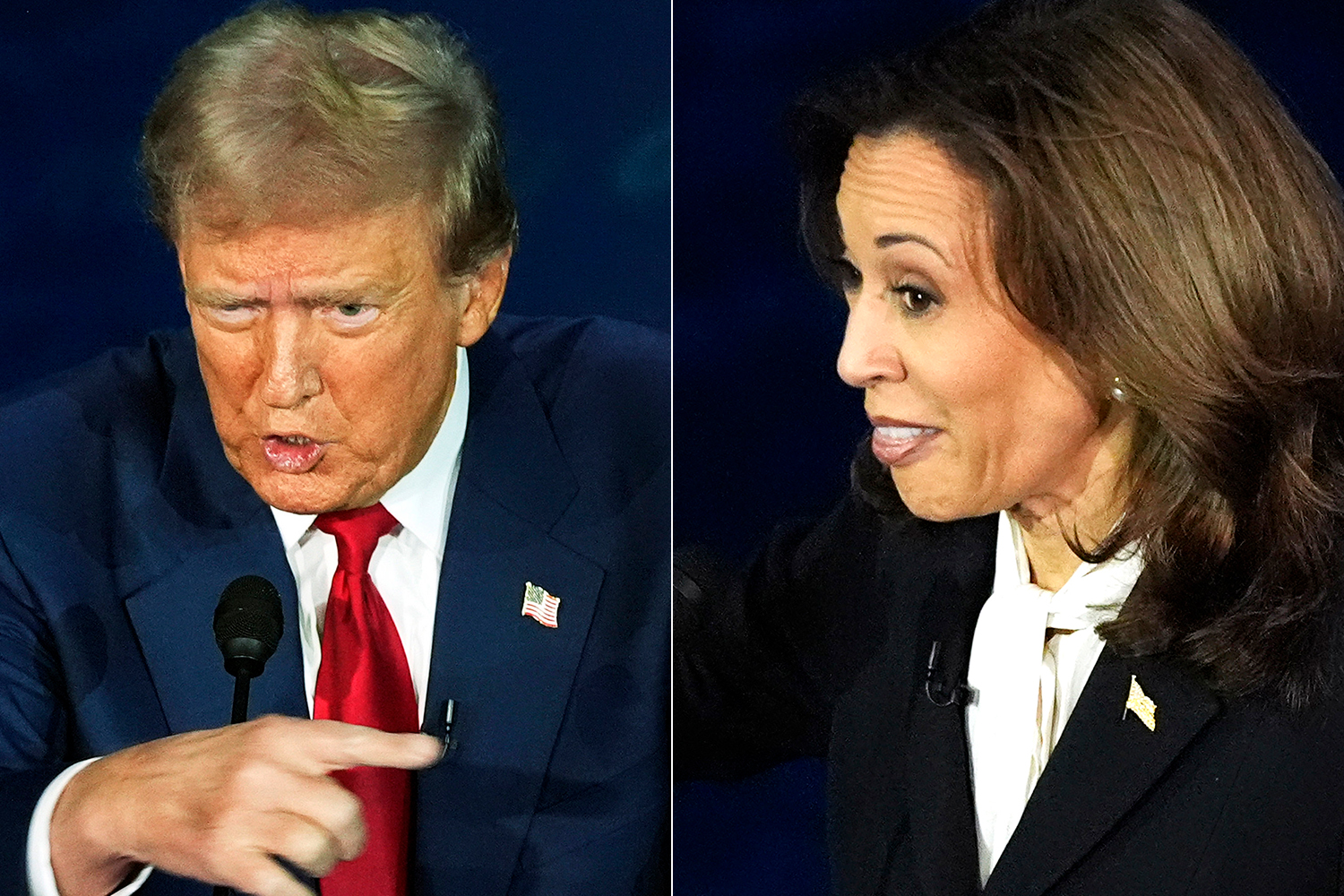 Republican presidential nominee former President Donald Trump, left, and Democratic presidential nominee Vice President Kamala Harris