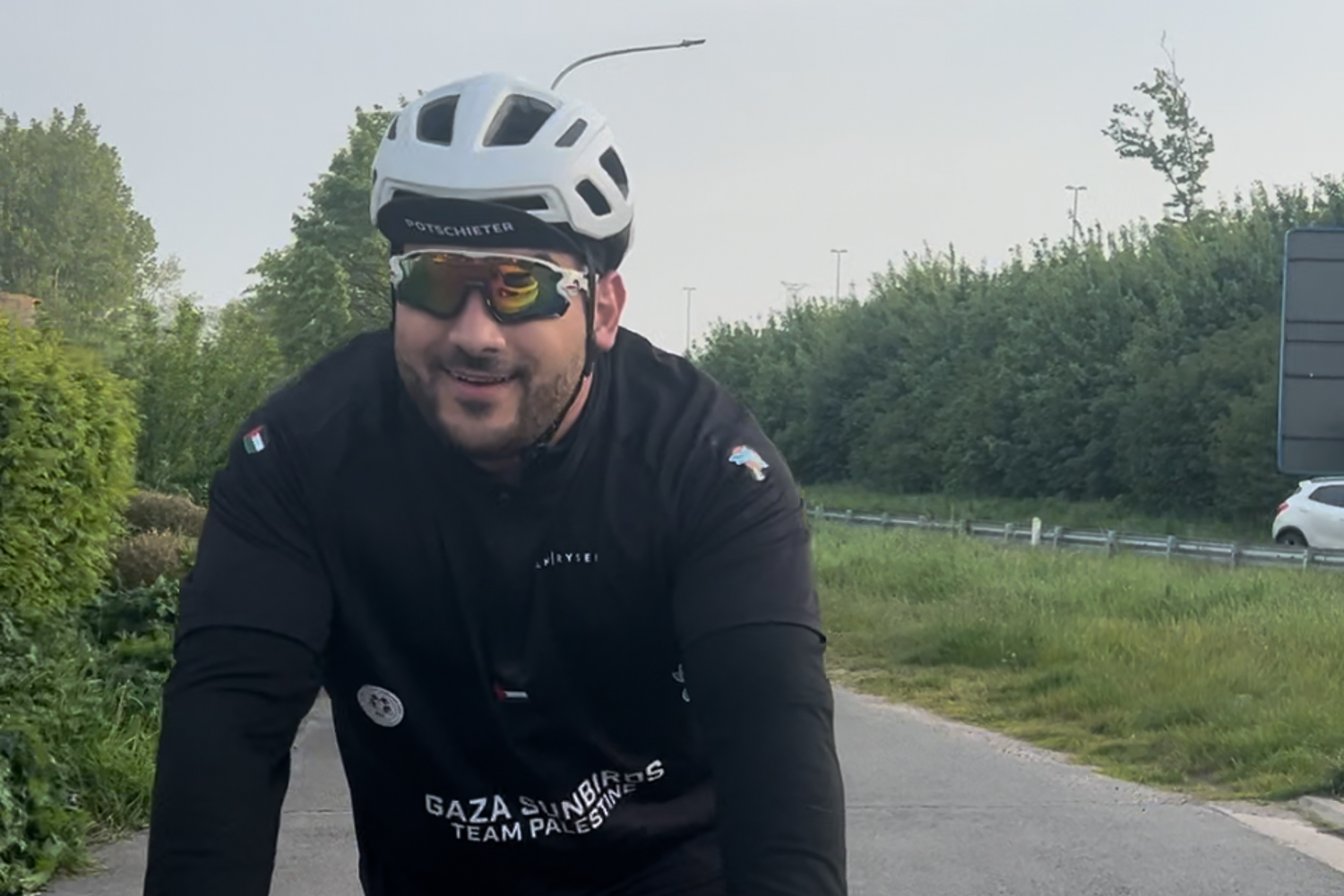 Palestinian paracyclist Alaa al-Daali during a practice session in Italy [Courtesy of Egab]