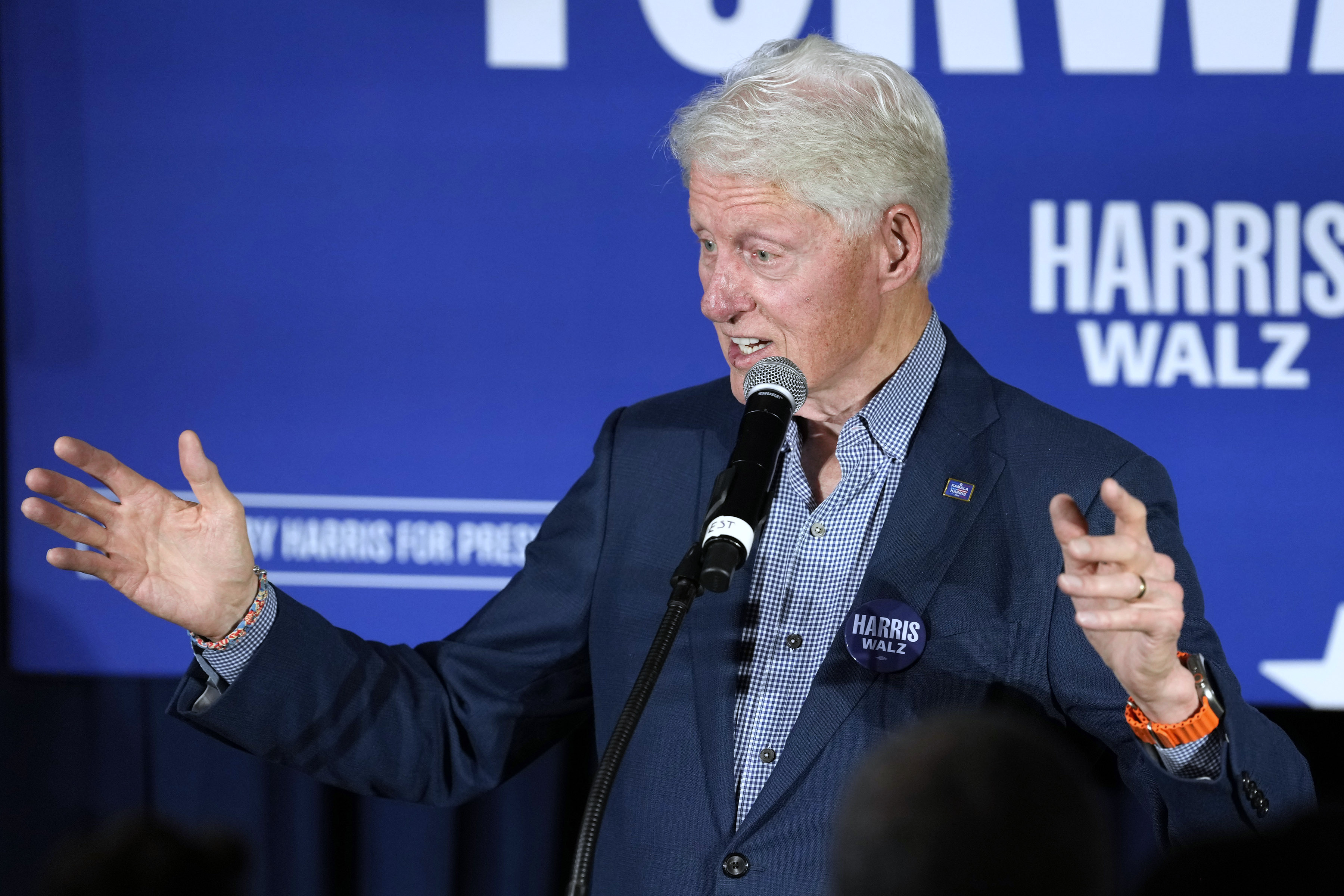 Former President Bill Clinton speaks at a campaign event supporting Democratic presidential nominee Vice President Kamala Harris Wednesday, Oct. 23, 2024, in Phoenix. (AP Photo/Ross D. Franklin)
