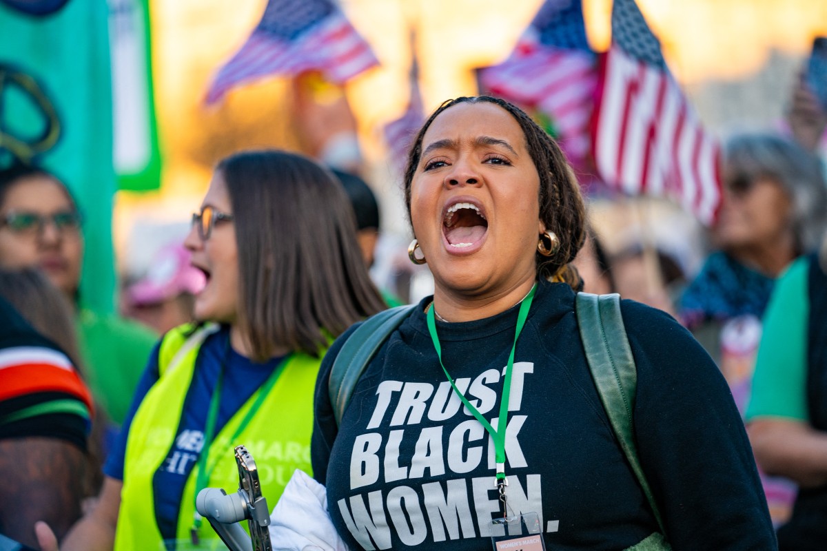 People participate in the National Women's March in Washington