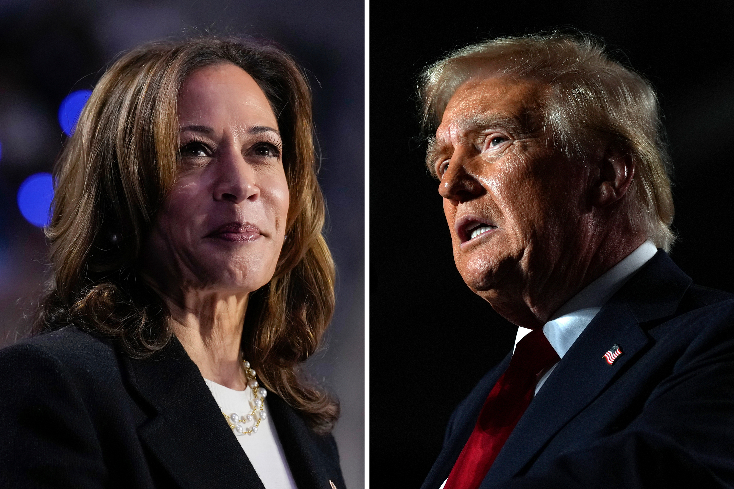 Photos of Kamala Harris and Donald Trump