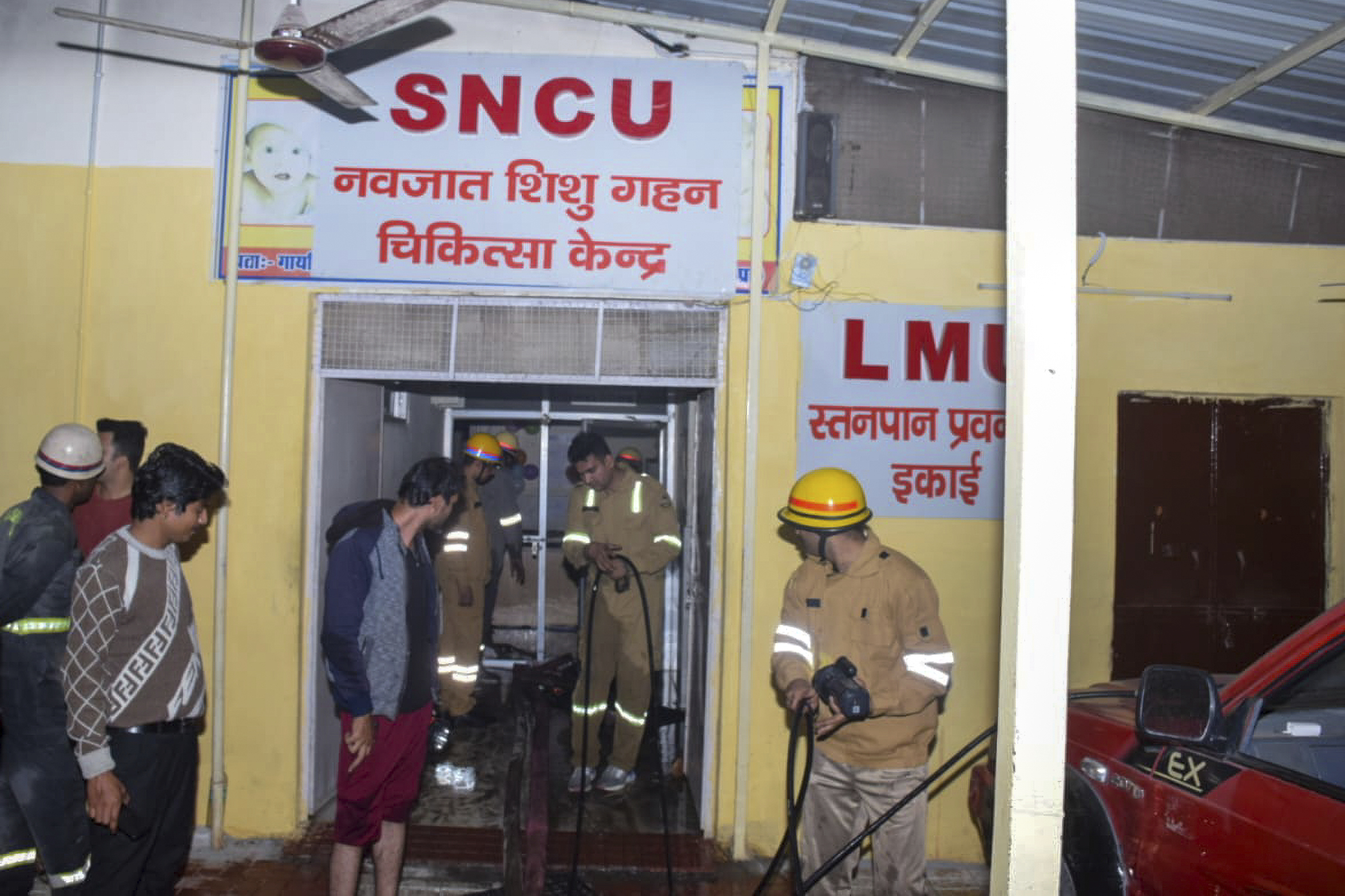 Firefighters at Jhansi hospital