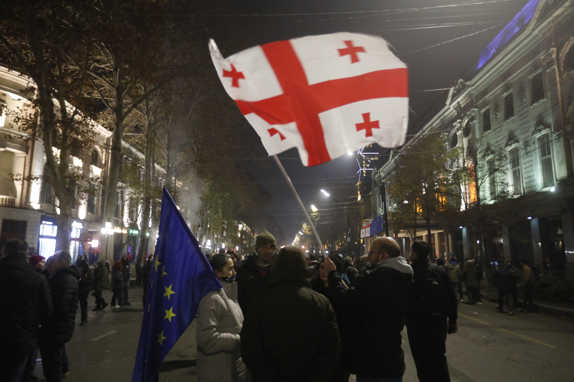 Thousands rally in Georgia's 12th day of pro-EU protests
