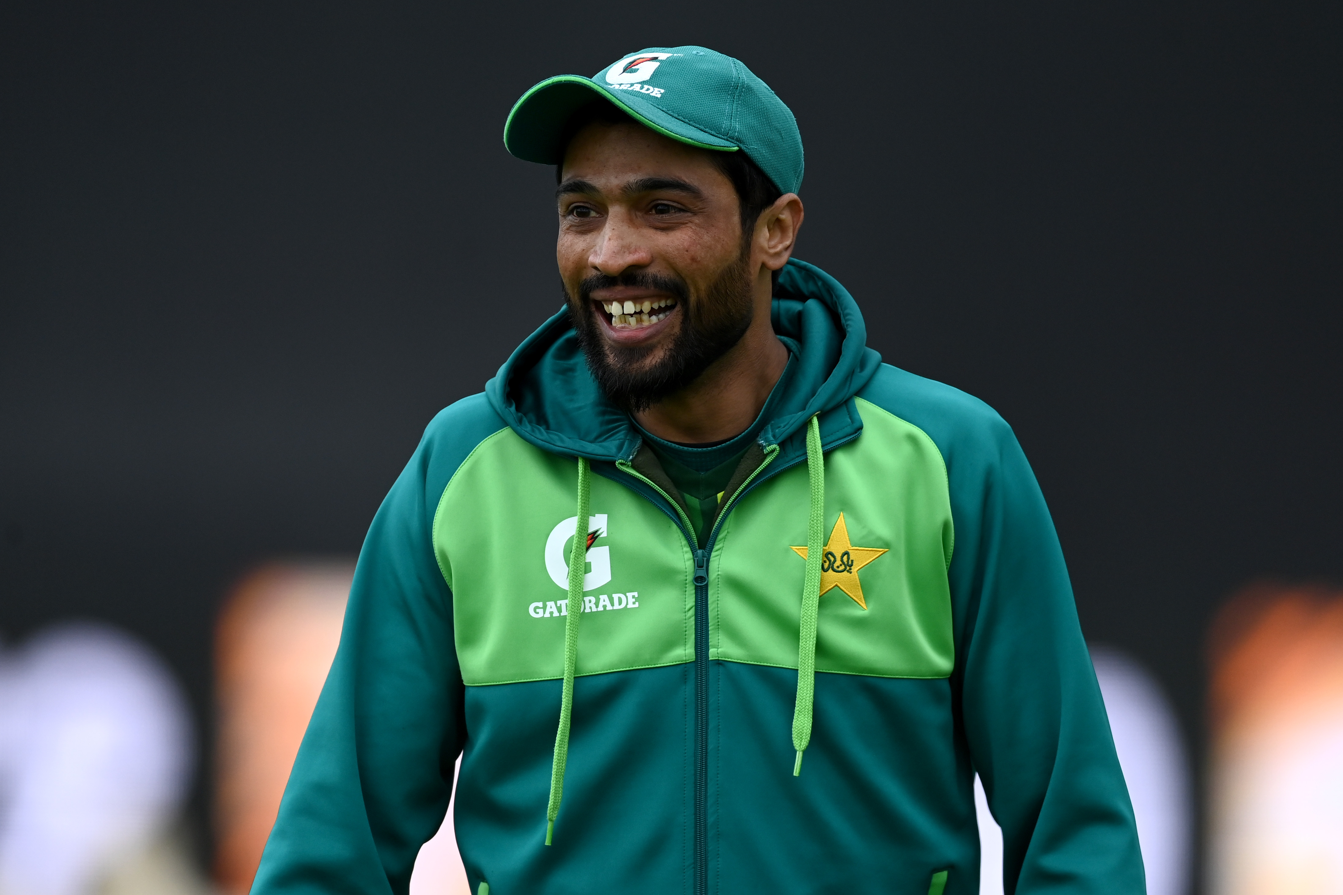 BIRMINGHAM, ENGLAND - MAY 24: Mohammad Amir of Pakistan during a nets session at Edgbaston on May 24, 2024 in Birmingham, England. (Photo by Gareth Copley/Getty Images)