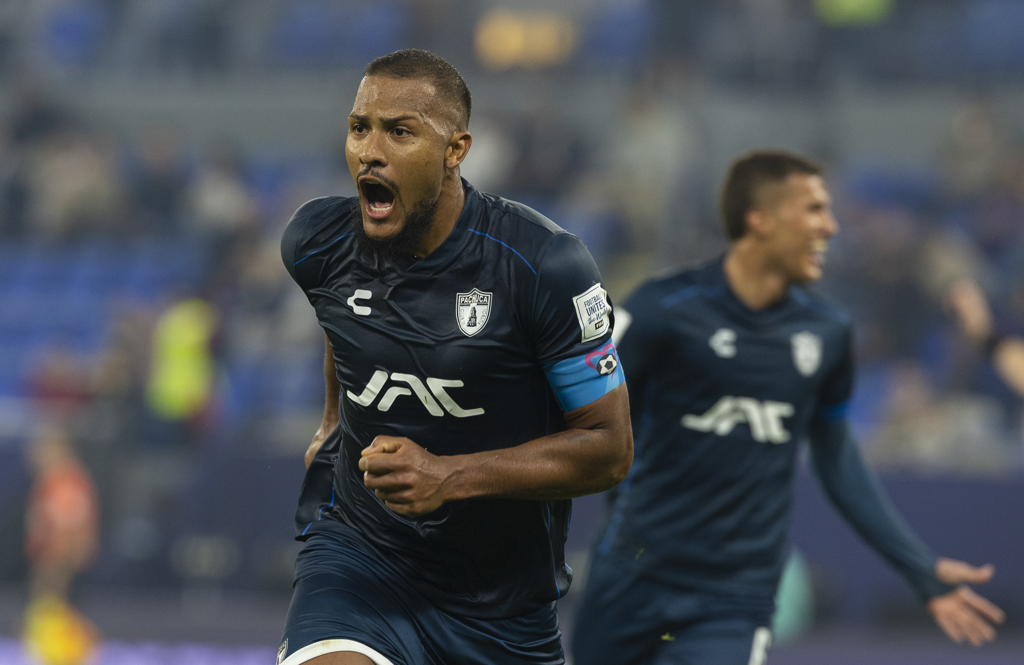 Salomon Rondon of Pachuca celebrates after scoring a goal.