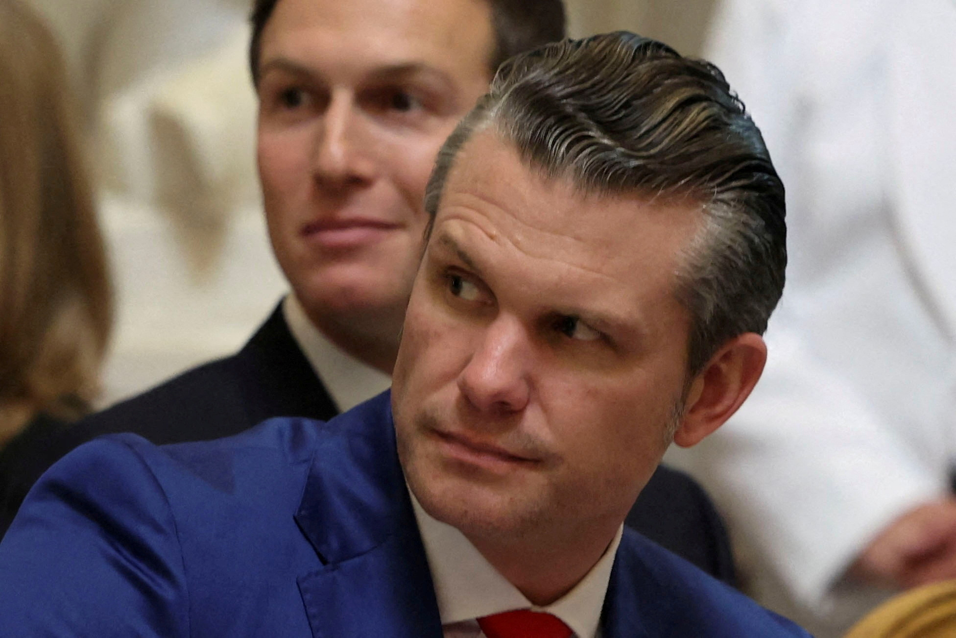 US President Donald Trump's nominee to be U.S. Secretary of Defense, Pete Hegseth, attends the luncheon in the Statuary Hall of the U.S. Capitol on the inauguration day of Trump's second Presidential term in Washington