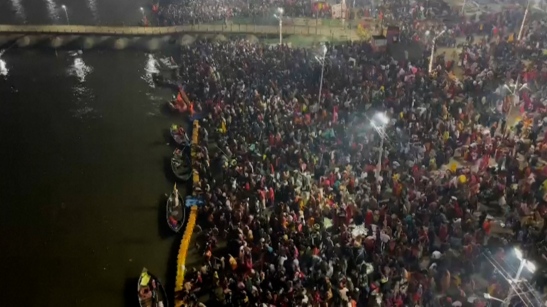 Packed crowds in India's Mahakumbh Mela.