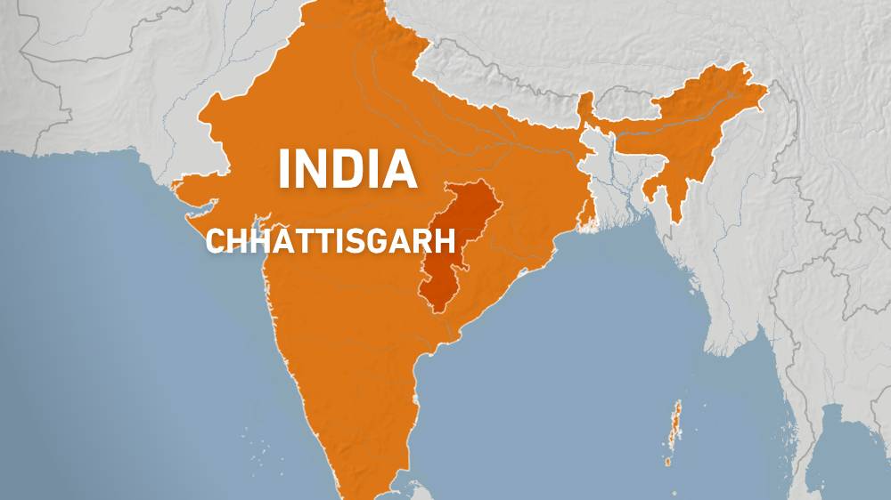 Map showing Chhattisgarh state in central India.