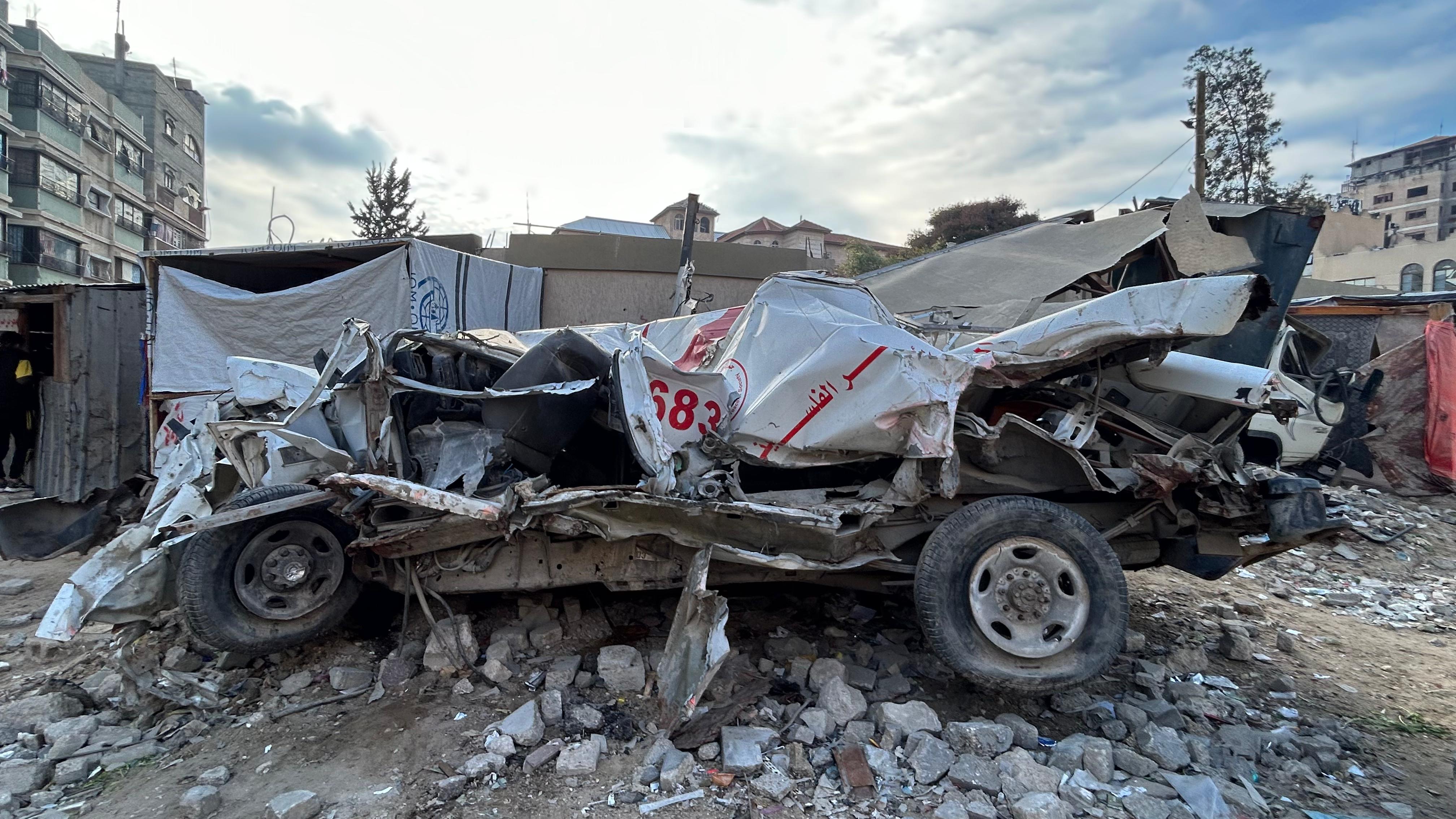 Destroyed ambulance