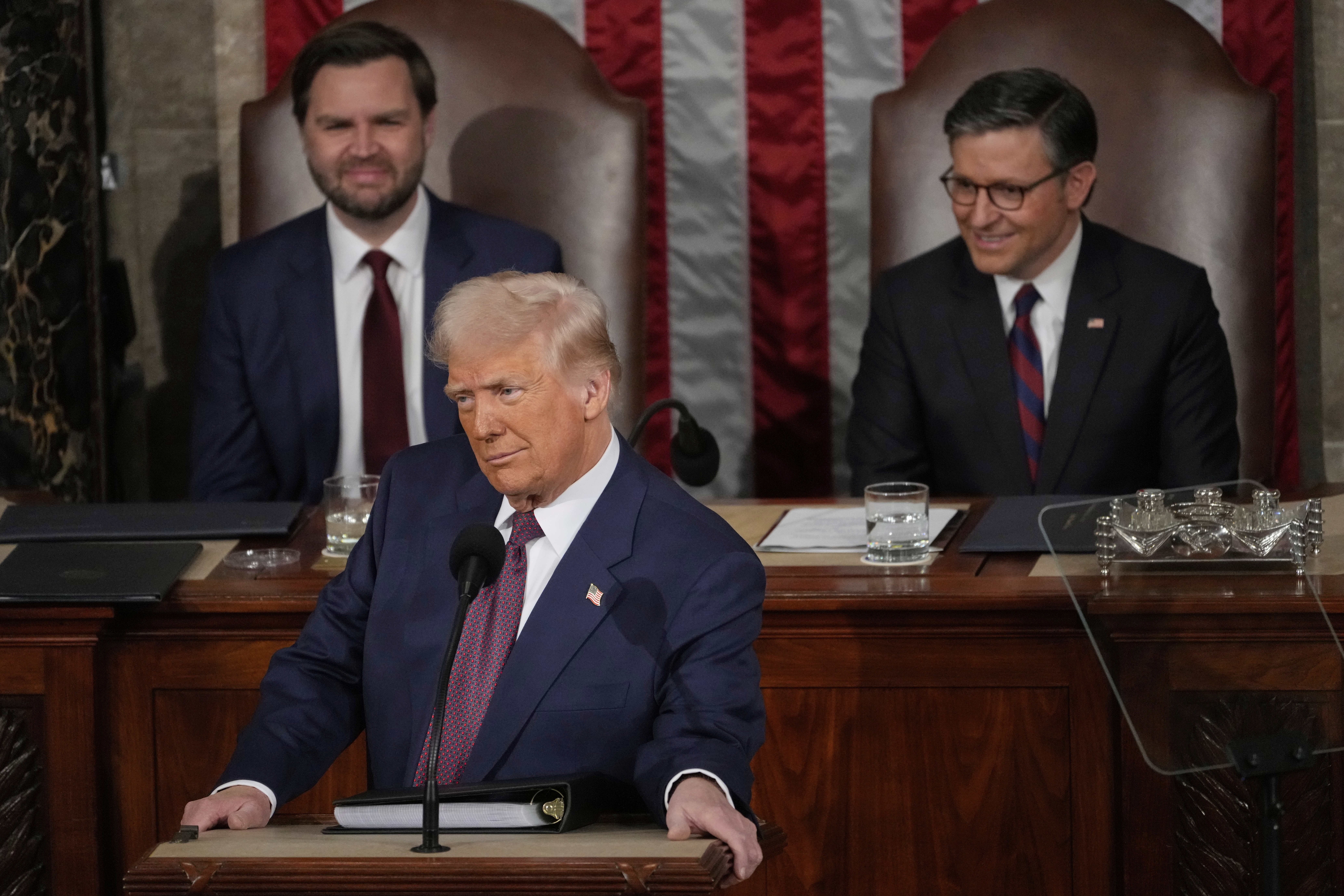 Donald Trump delivers a speech to Congress.